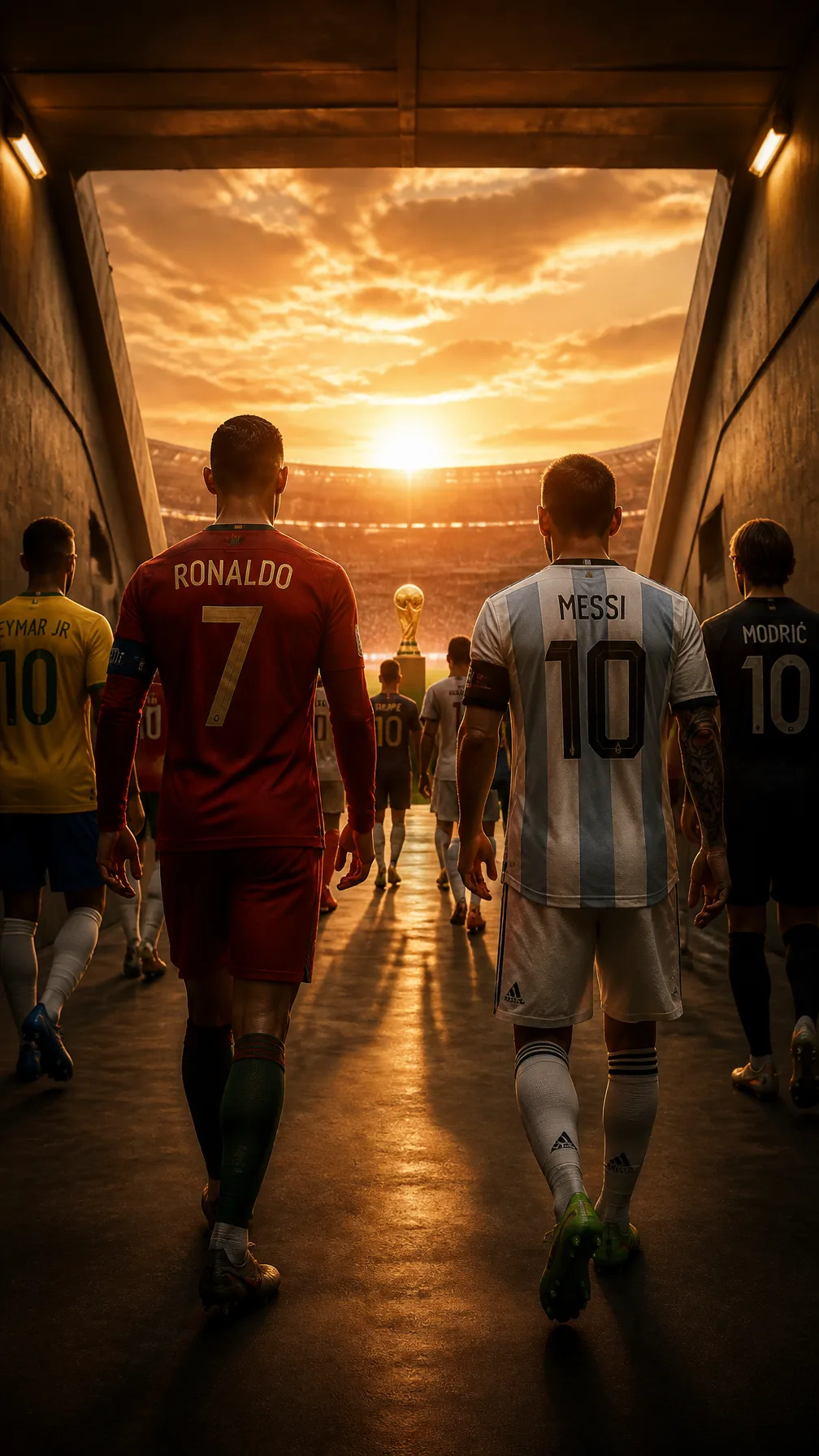 Famous soccer players Ronaldo and messi on other side in ...