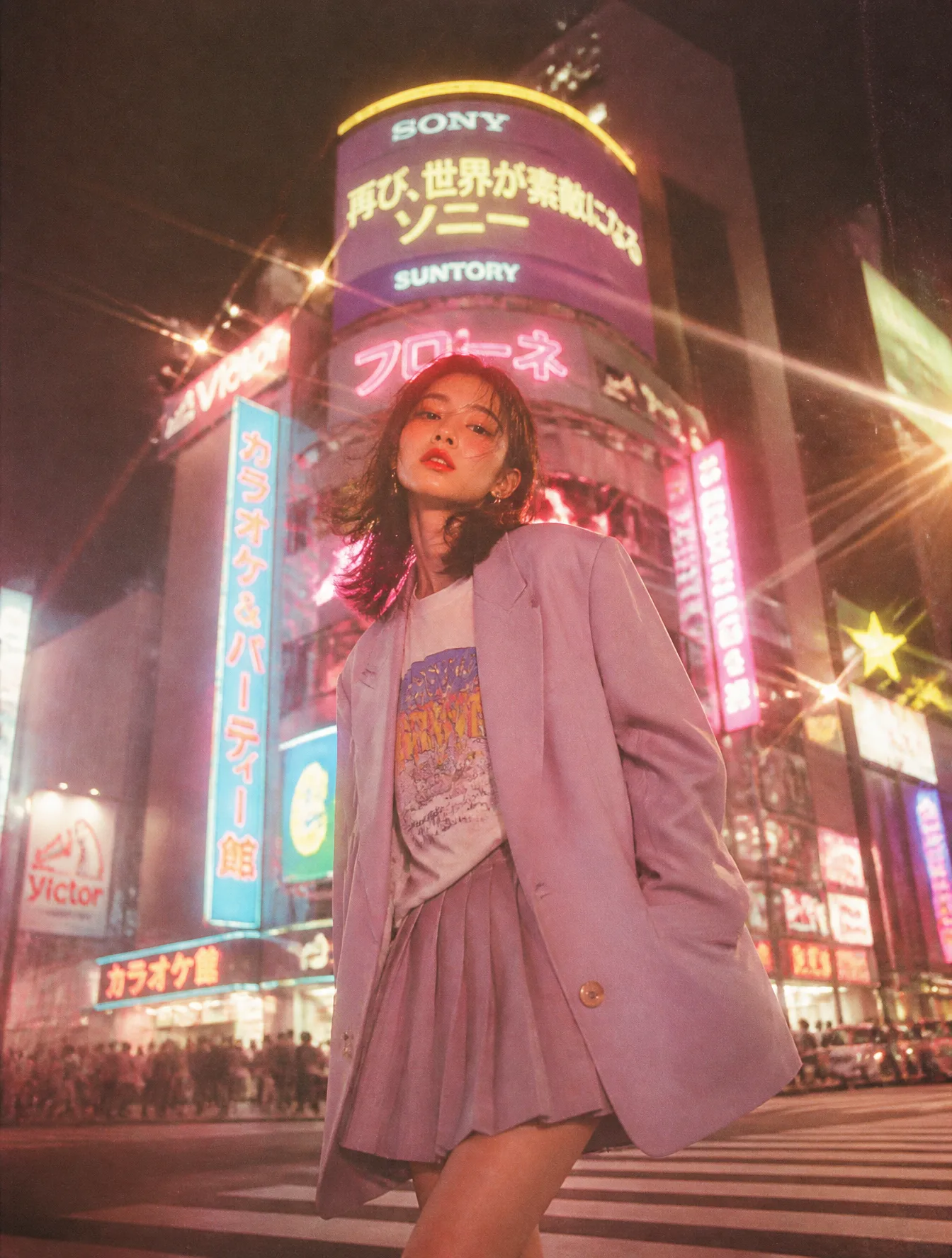 A dreamy cinematic photo of a young Japanese woman in her...