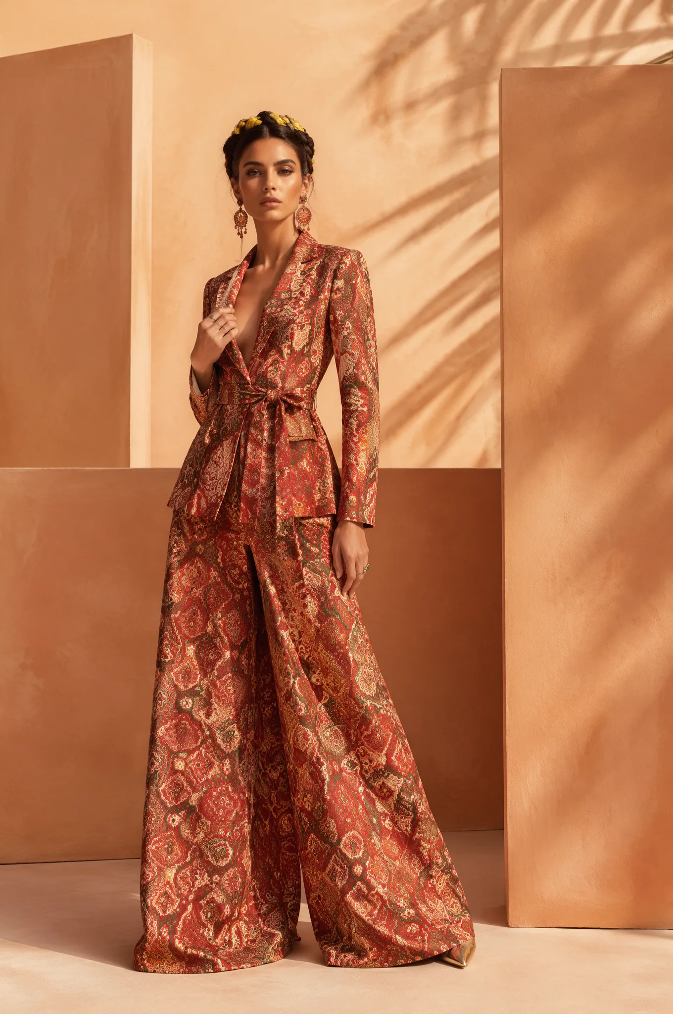 Create a photorealistic high-fashion editorial image in a...