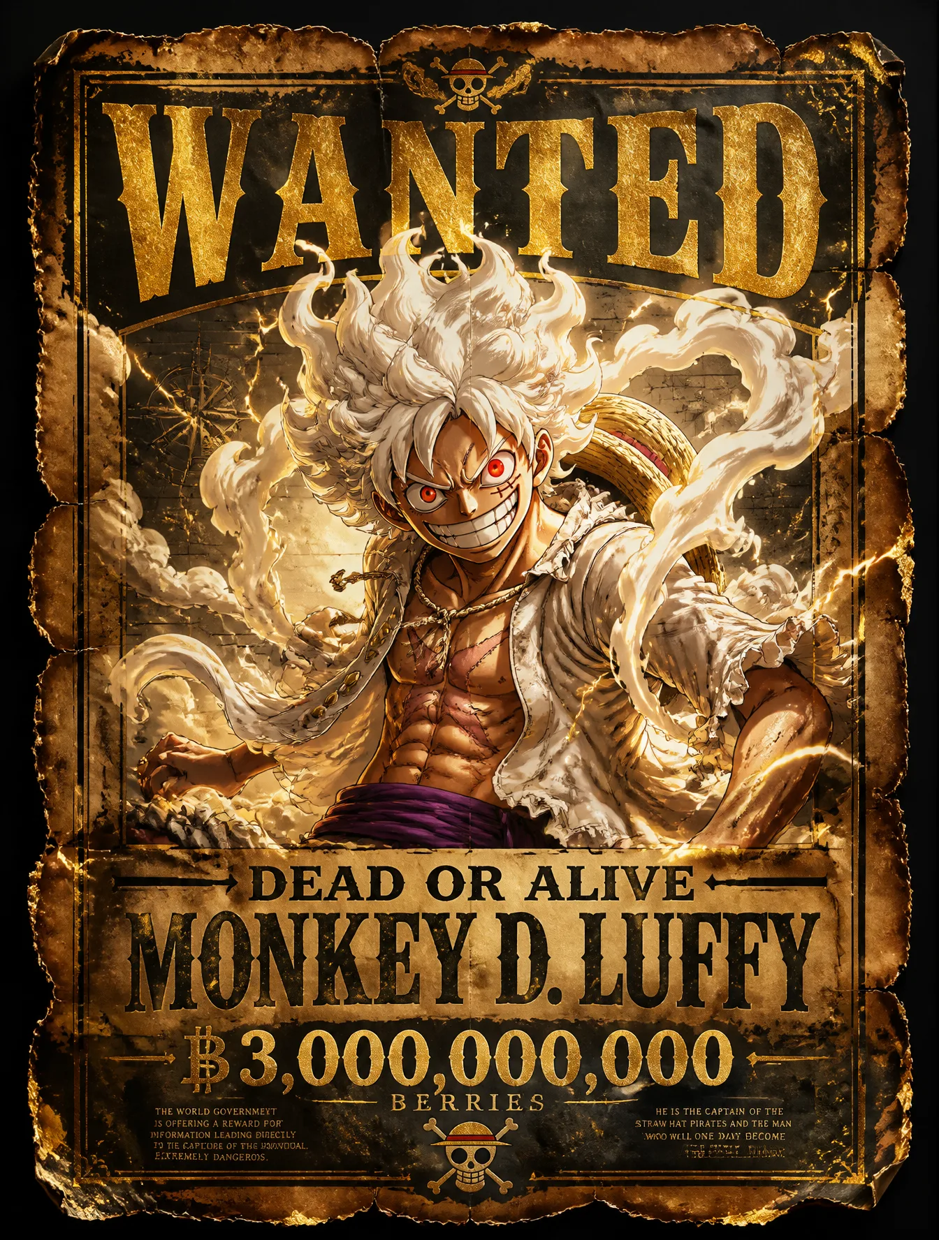 Legendary pirate wanted poster featuring Monkey D. Luffy ...