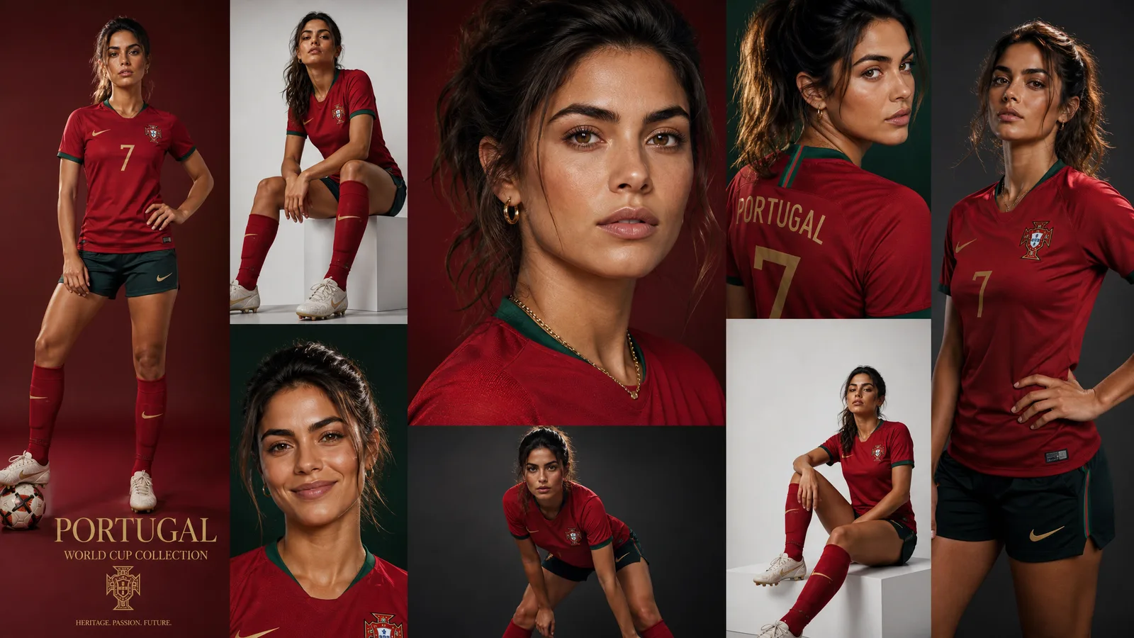 Create a luxury sports fashion collage editorial featurin...