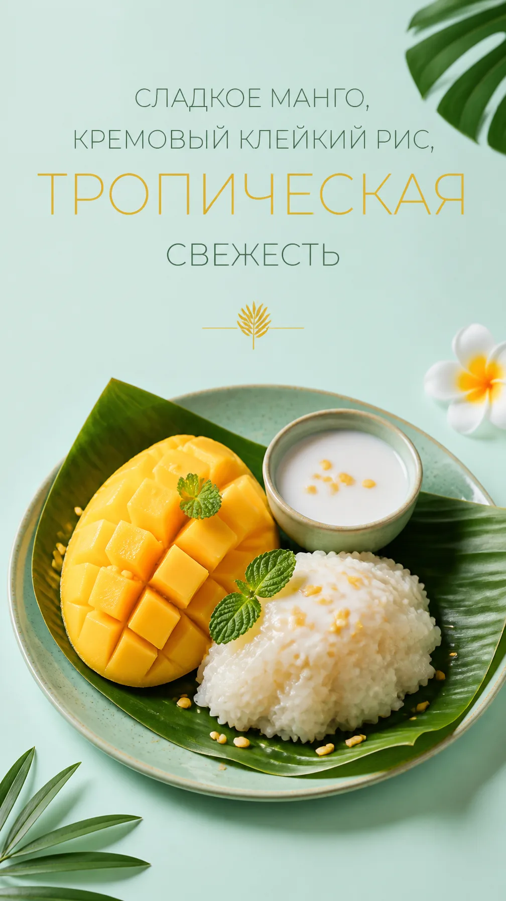 Манго с клейким рисом — Таиланд Текст на изображении: «Сл...