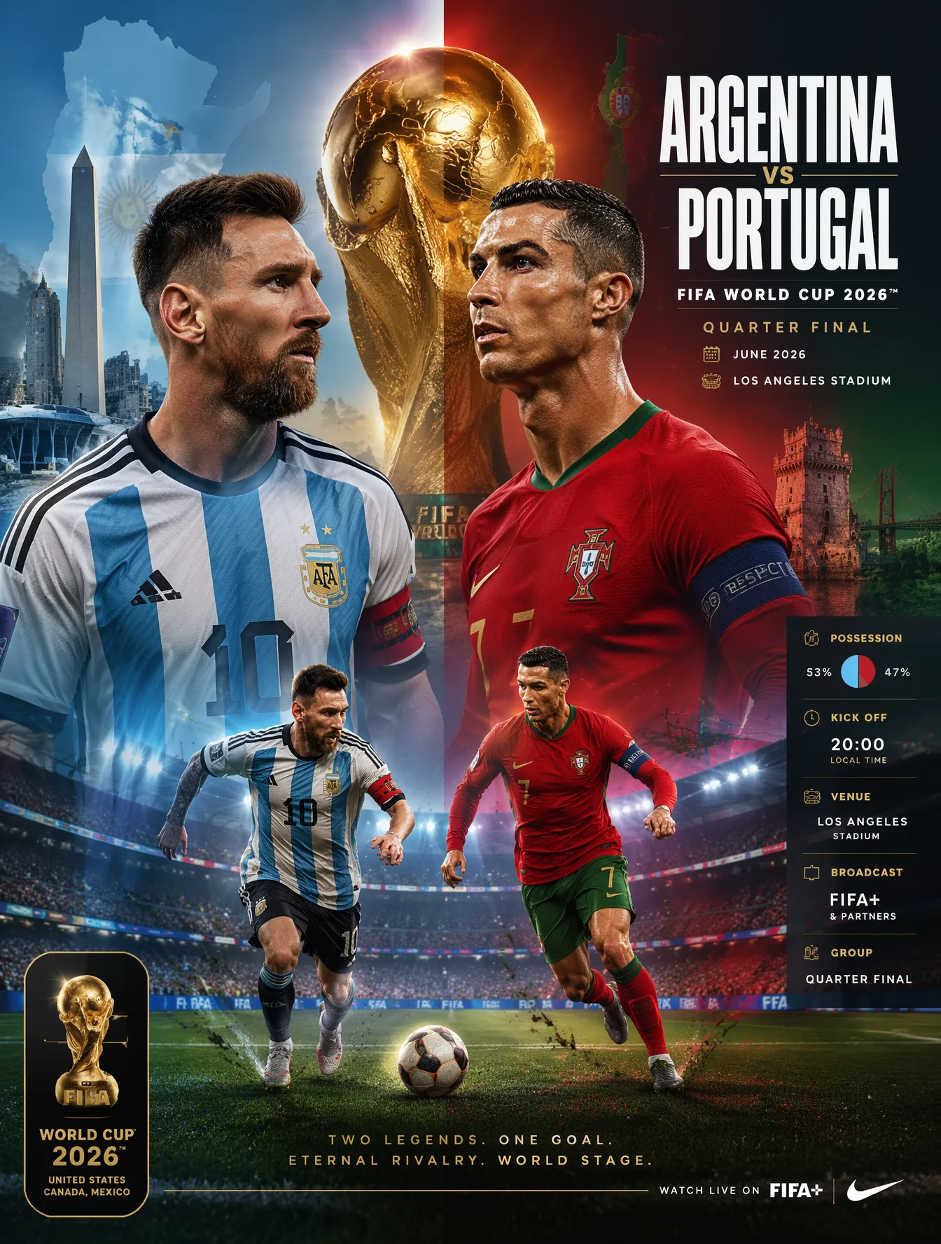 Ultra-premium FIFA World Cup 2026 match poster, luxury fo...