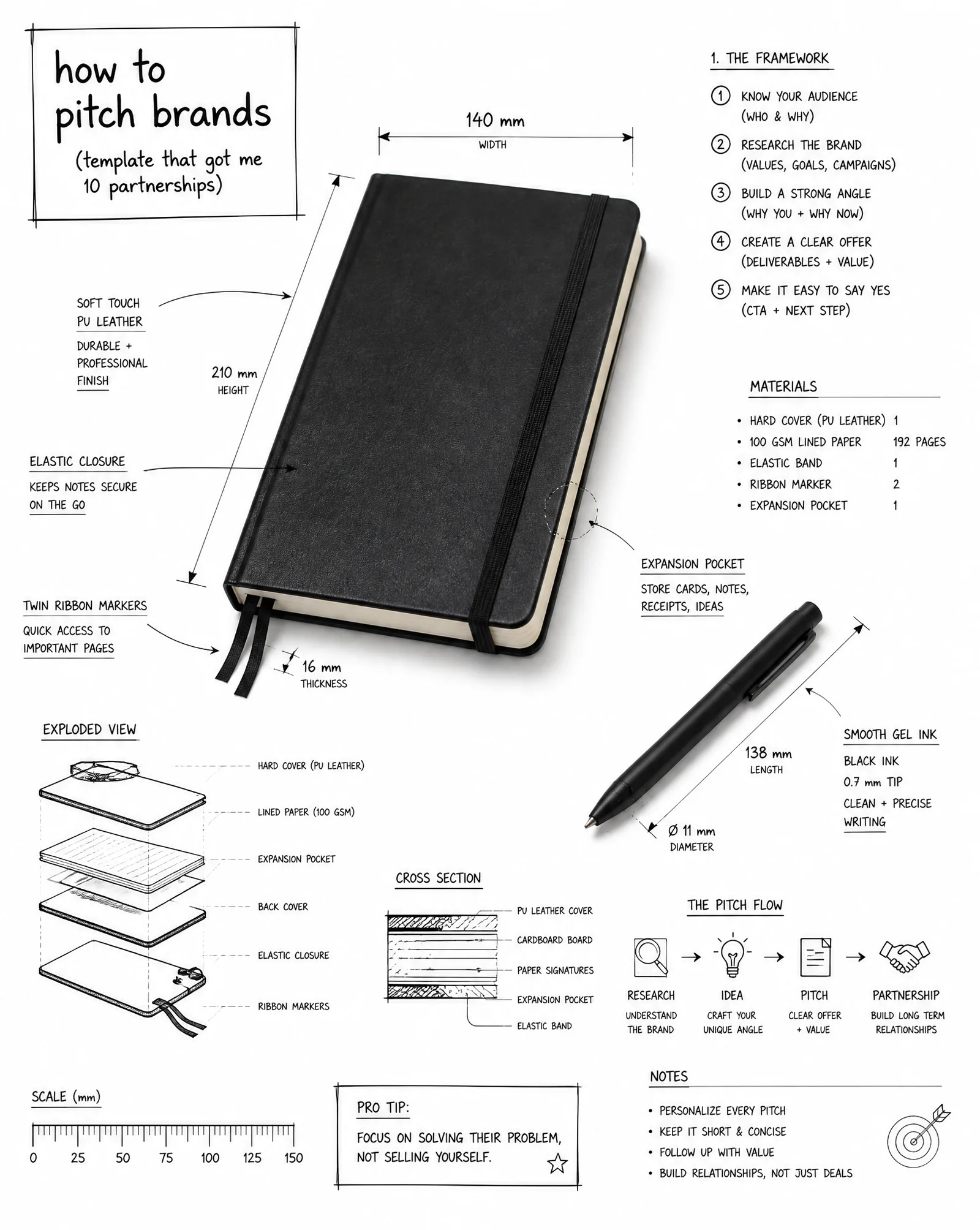 Create an infographic image of [How to pitch brands (temp...