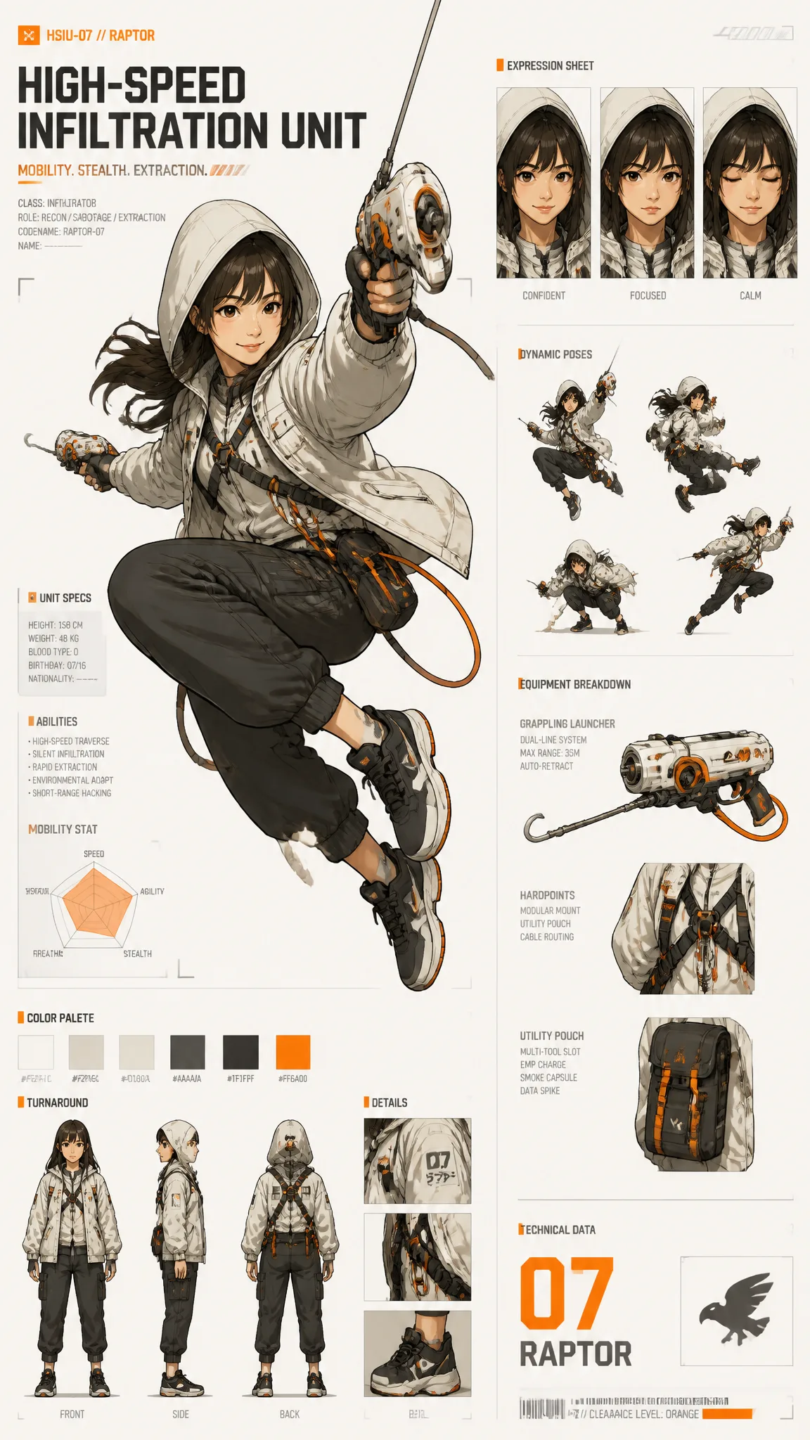 use [image1] to create A dynamic character concept sheet ...