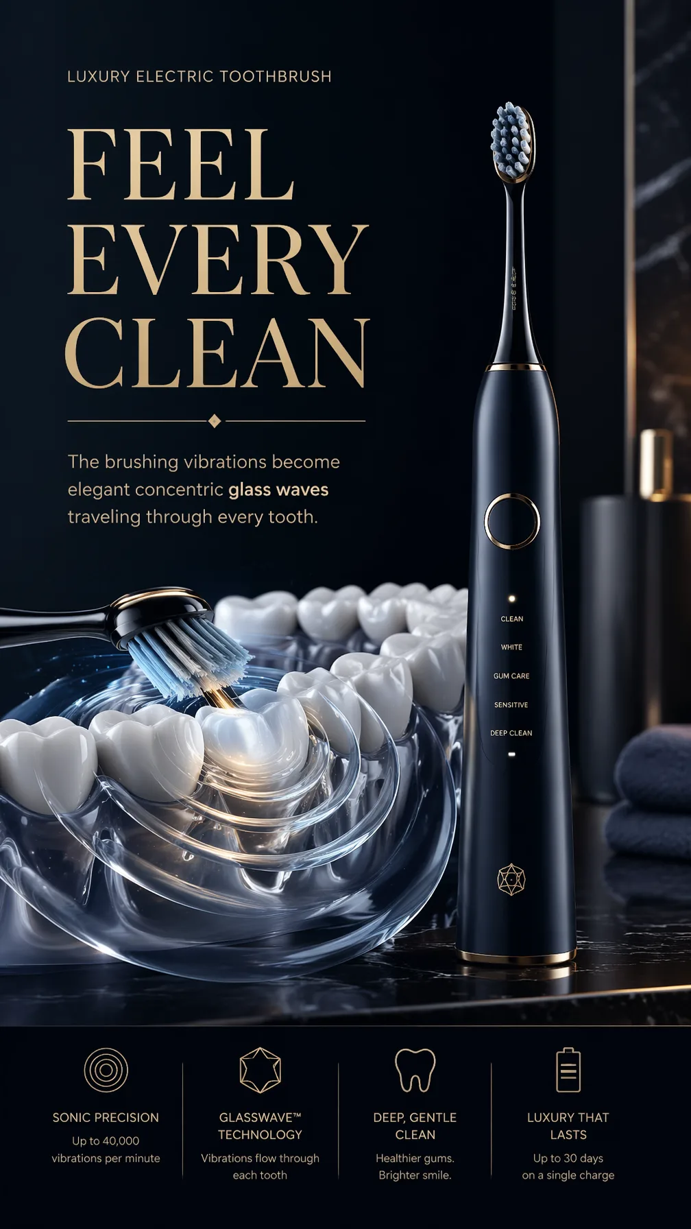Luxury Electric ToothbrushThe brushing vibrations become ...