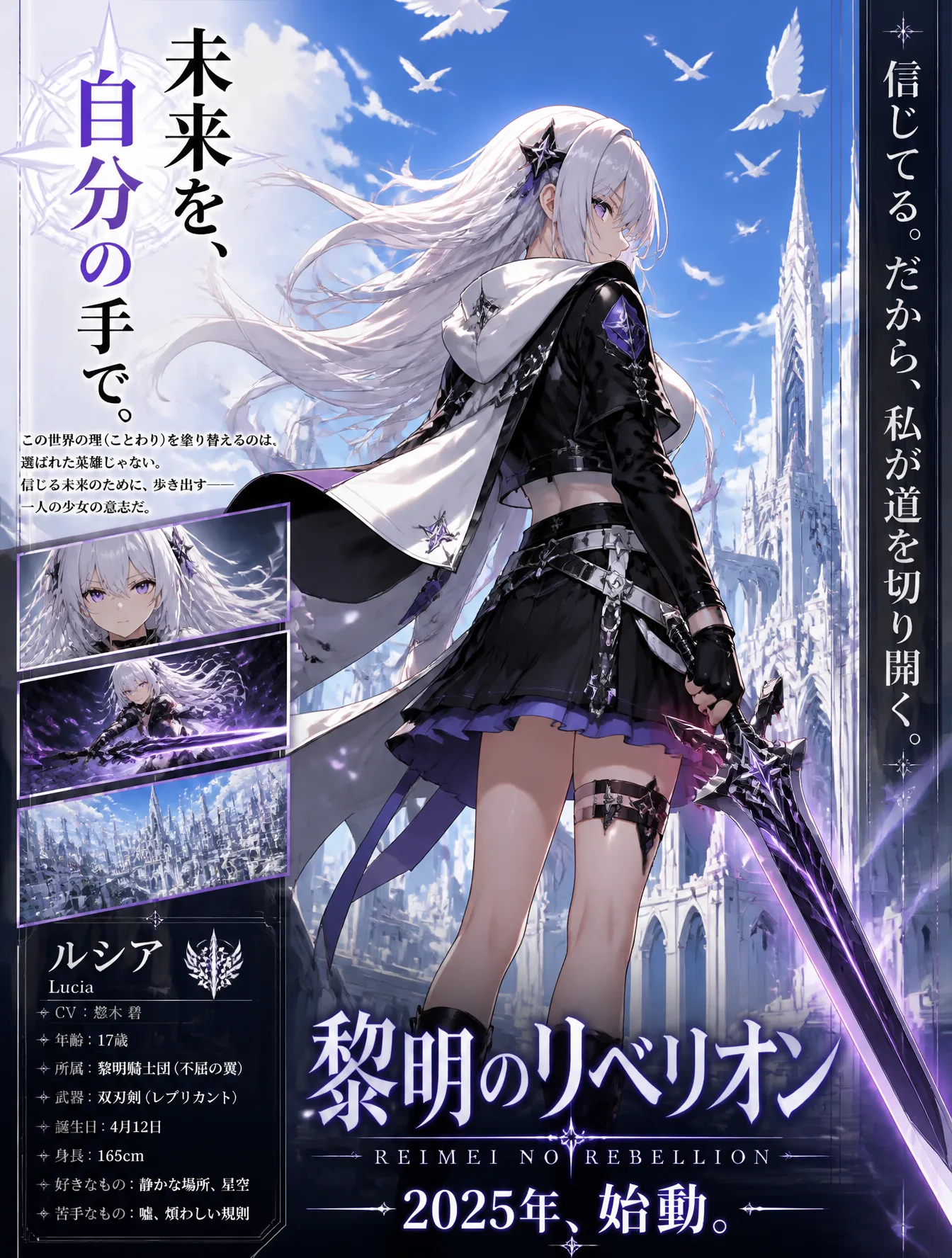 A polished anime-style vertical key visual poster for a f...