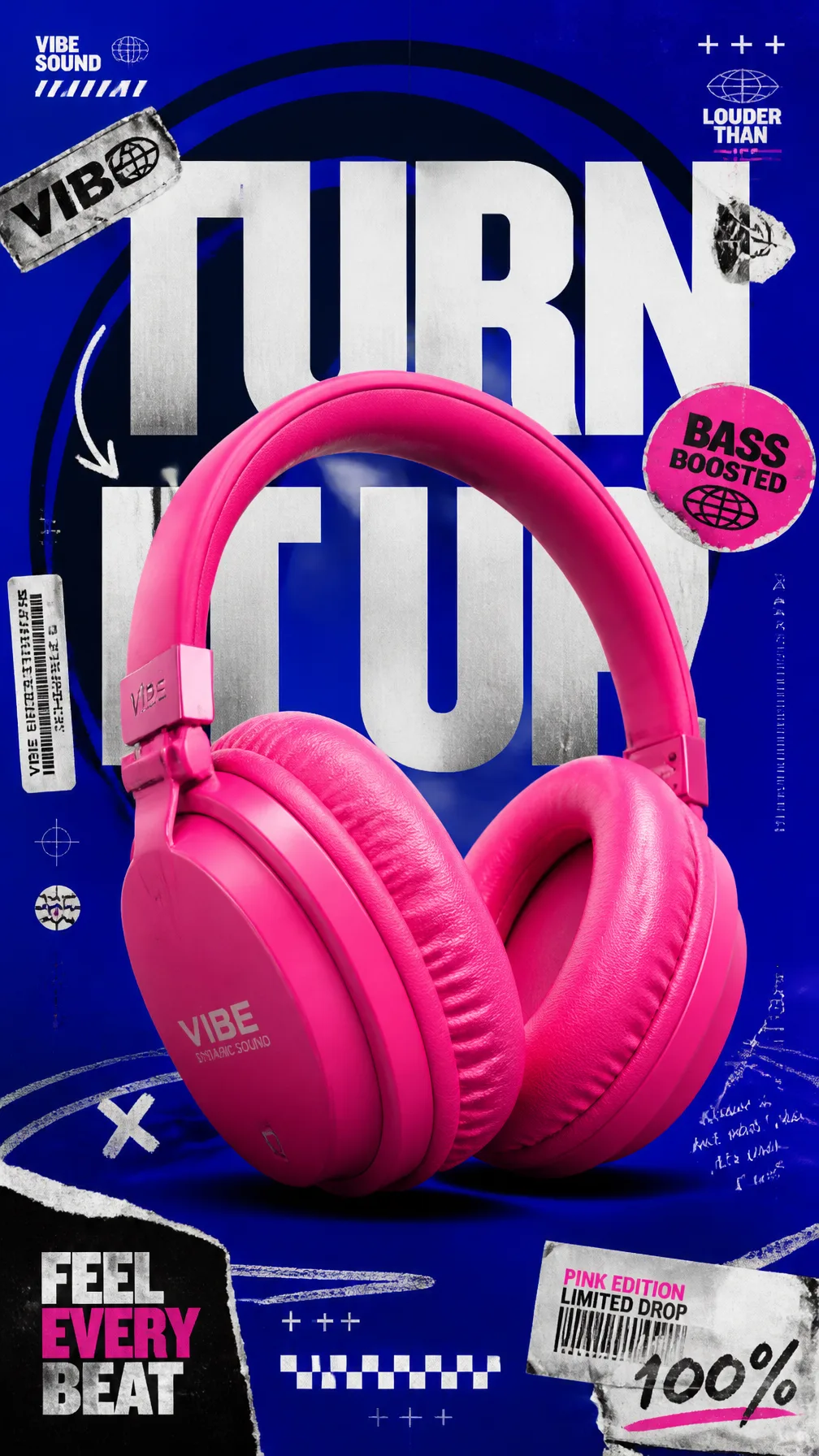 A premium 9:16 streetwear accessories advertising poster....
