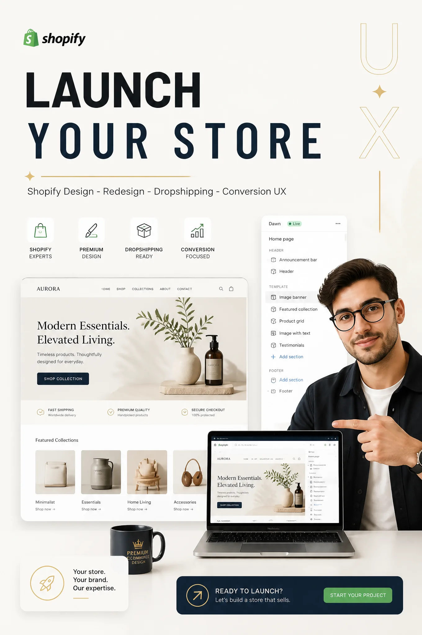2:3 aspect ratio. Minimalist premium advertisement for Sh...
