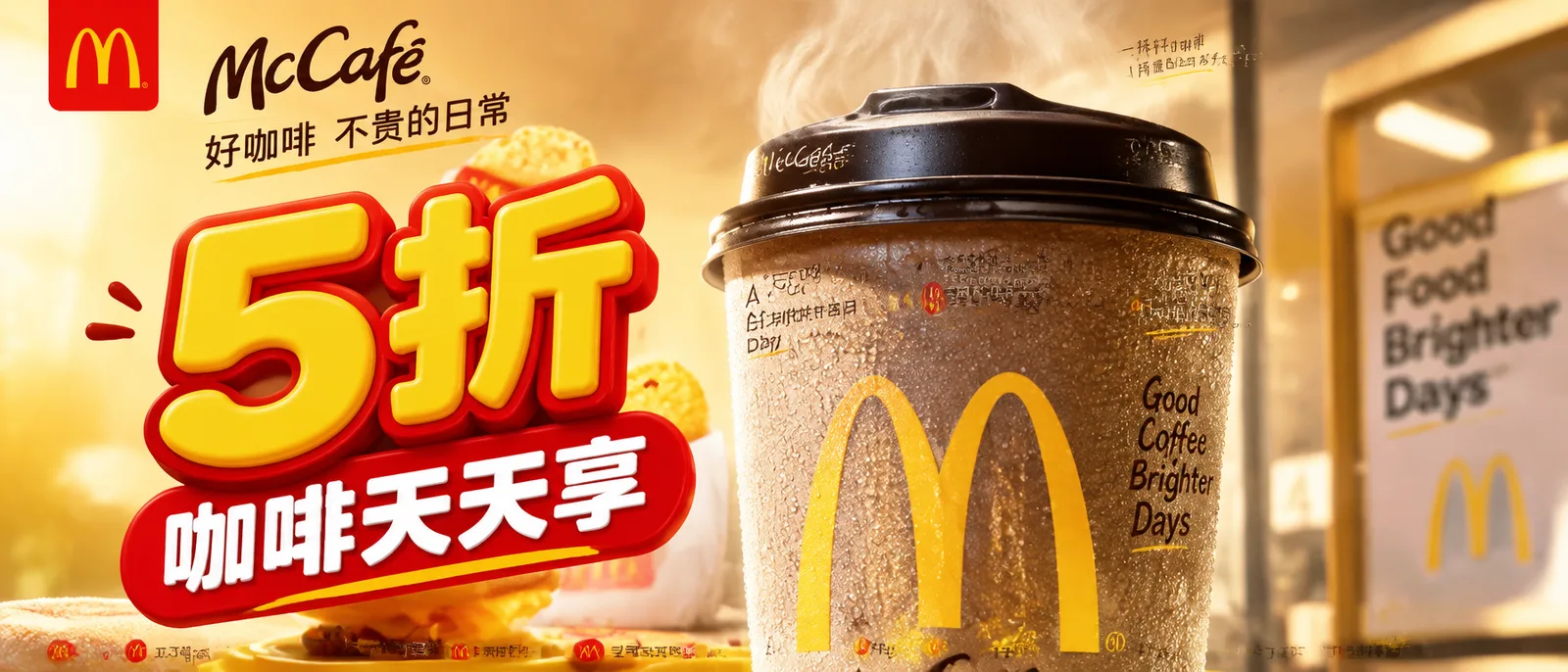 Реклама кофе McCafé: скидка 50%