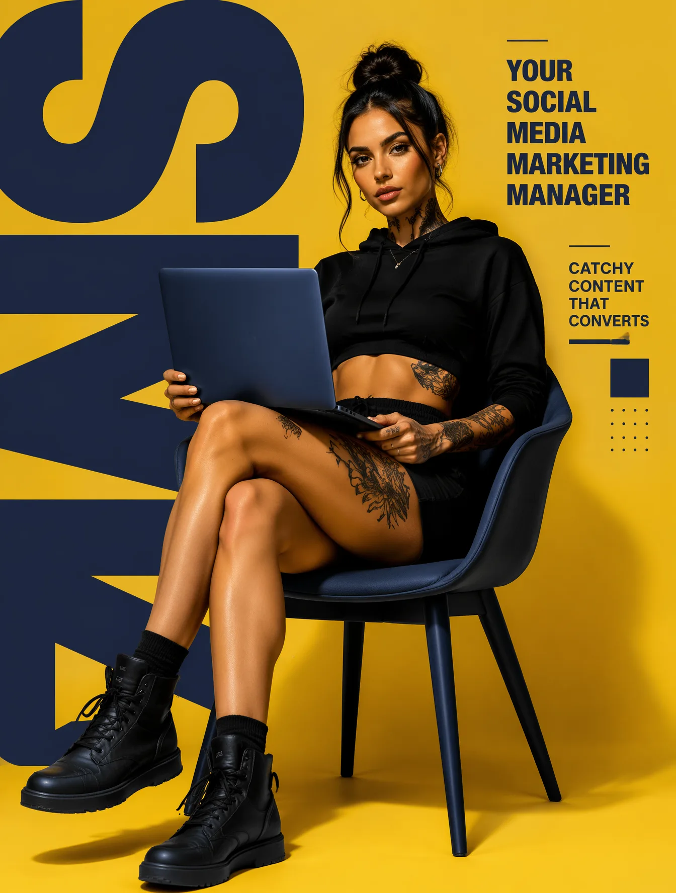Create a premium fashion-forward studio poster using the ...