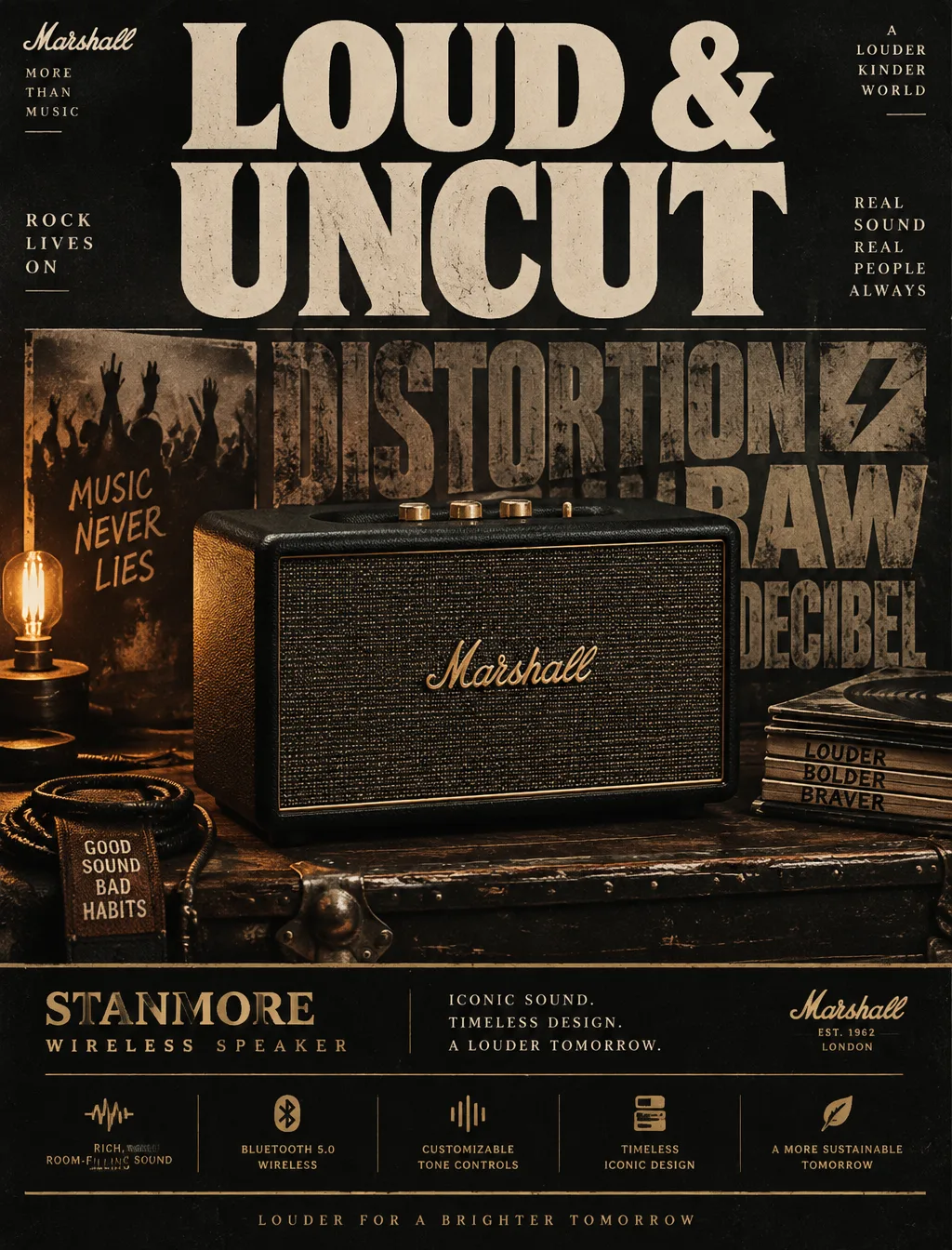 Ретро-постер колонки Marshall