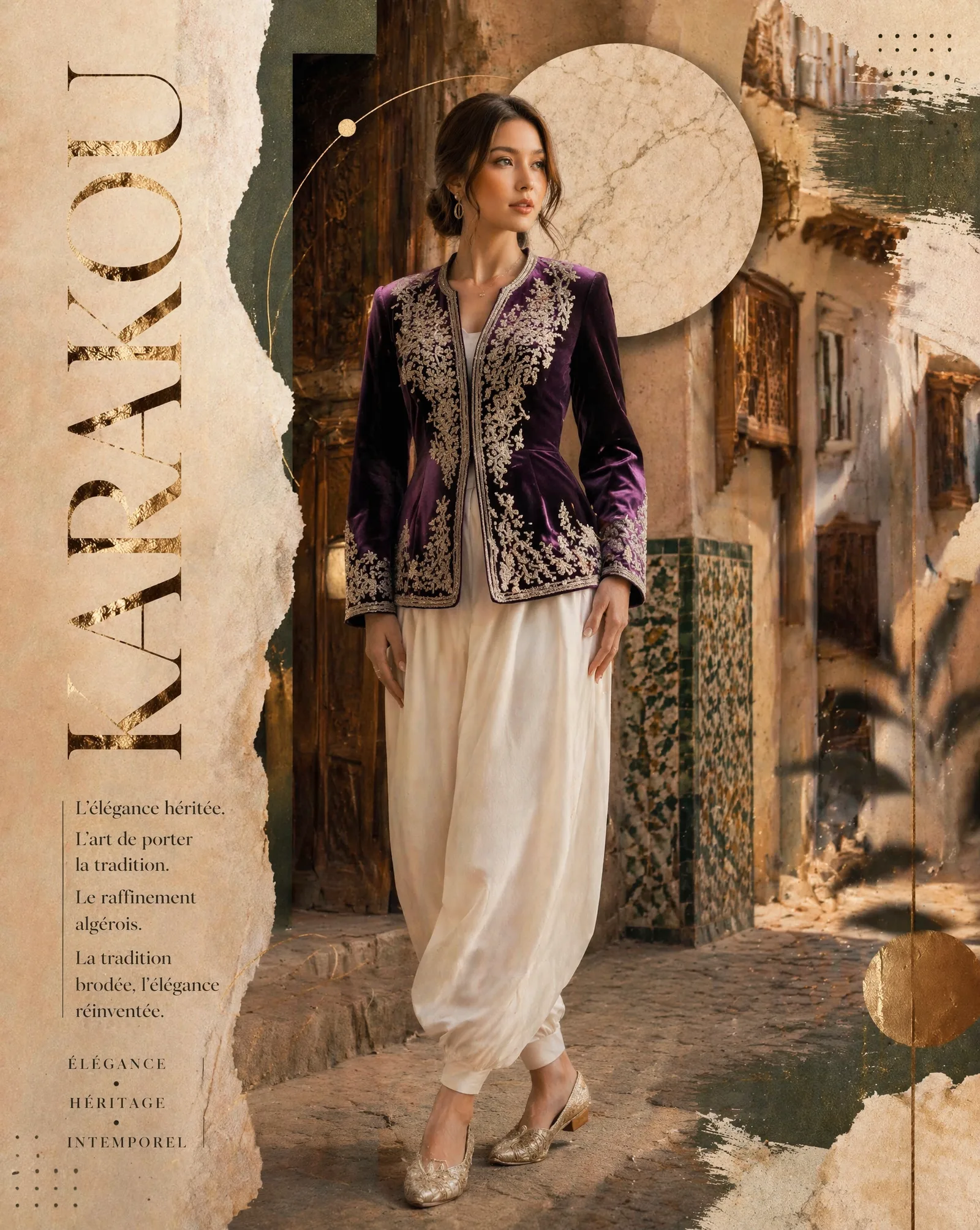 Luxury haute couture editorial fashion poster featuring a...
