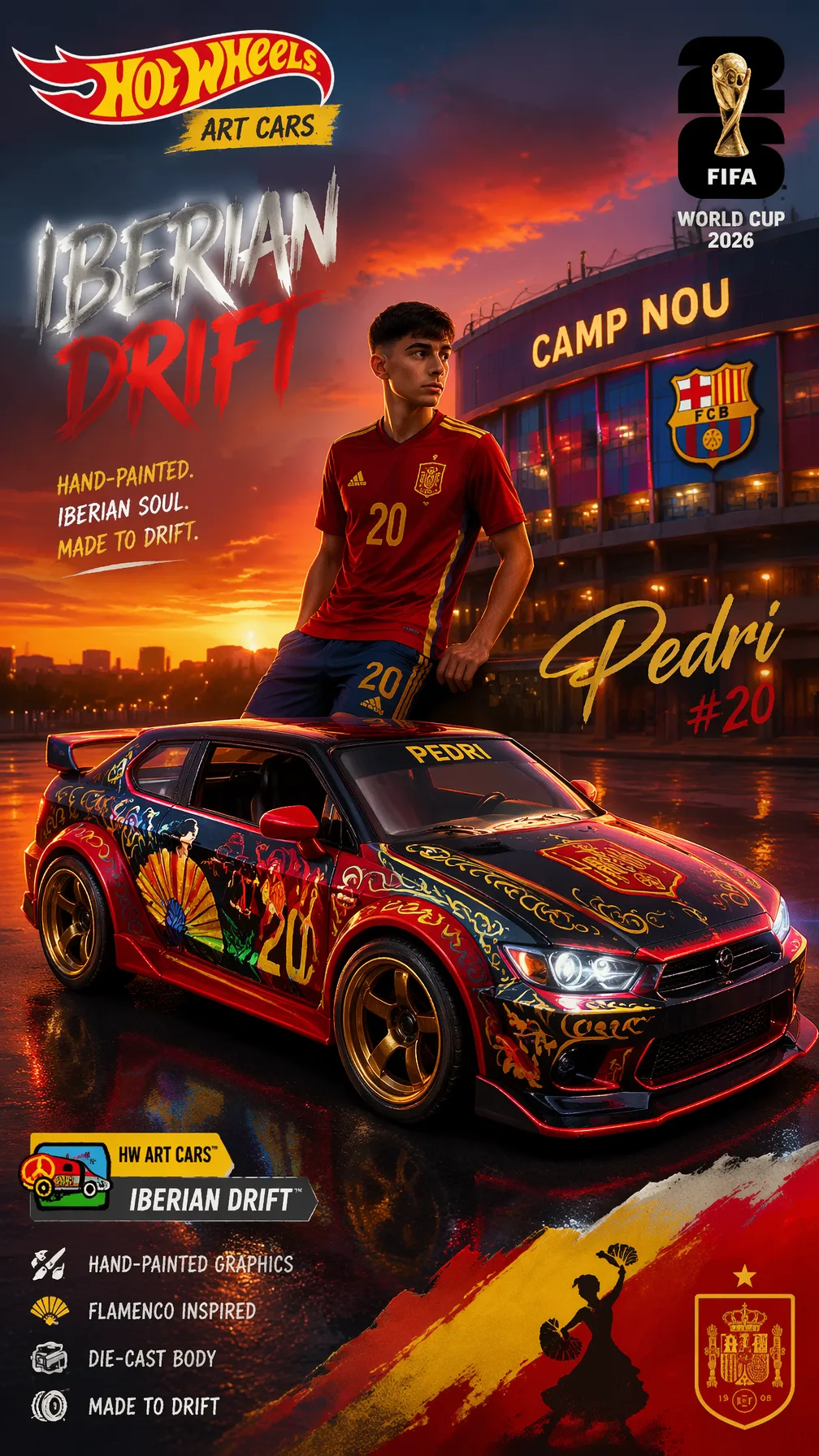 Spain — Pedri — HW Art Cars Iberian Drift “9:16 poster of...