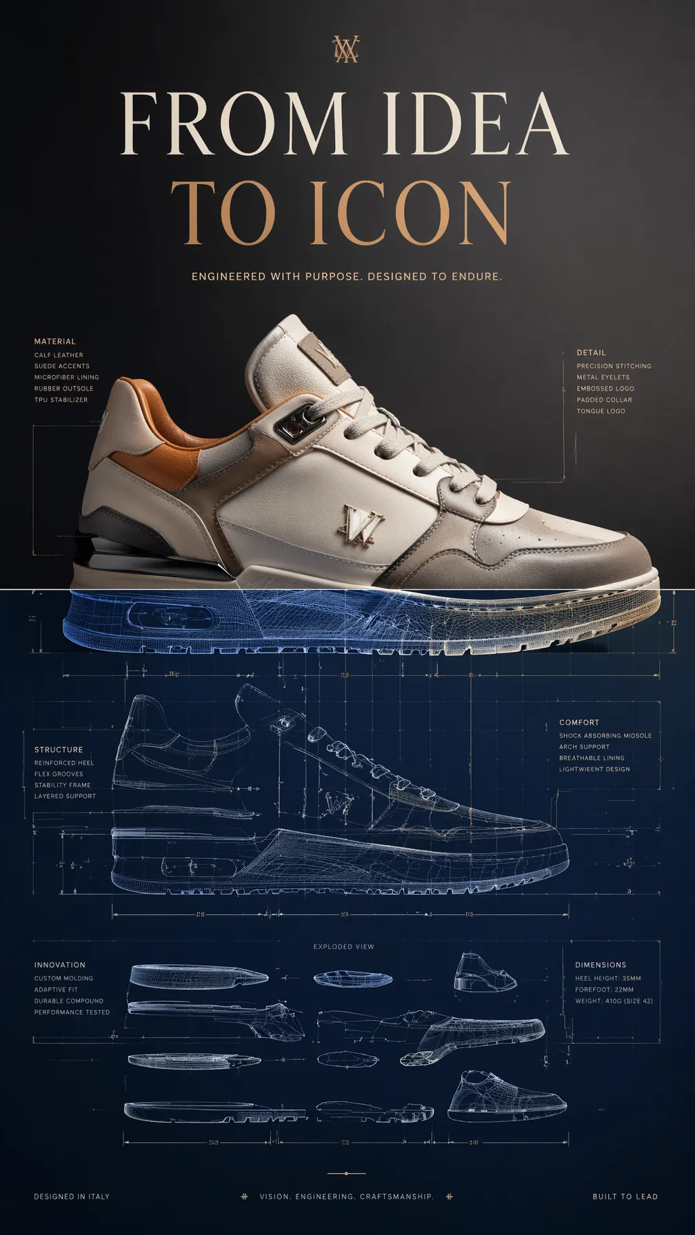A premium 9:16 sneaker advertising poster.Main Subject:A ...