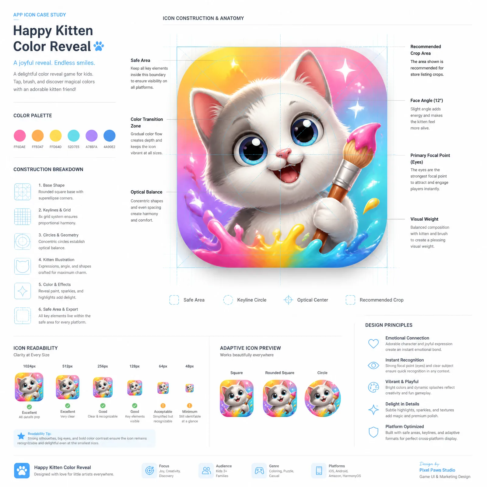 Create a premium app icon case study presentation for the...
