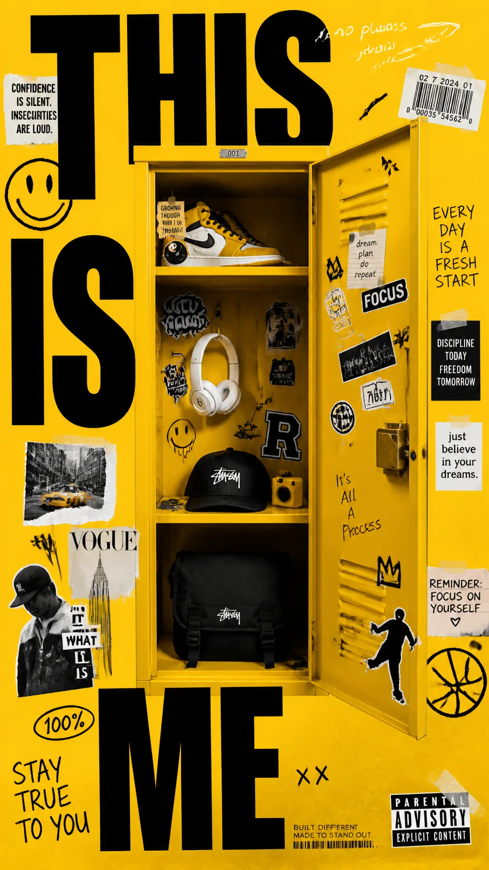 A premium 9:16 youth-culture advertising poster.Main Subj...