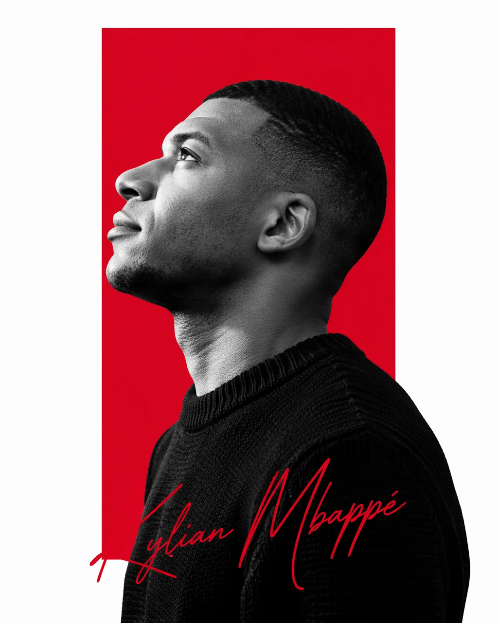 Minimalist editorial portrait poster design featuring a c...