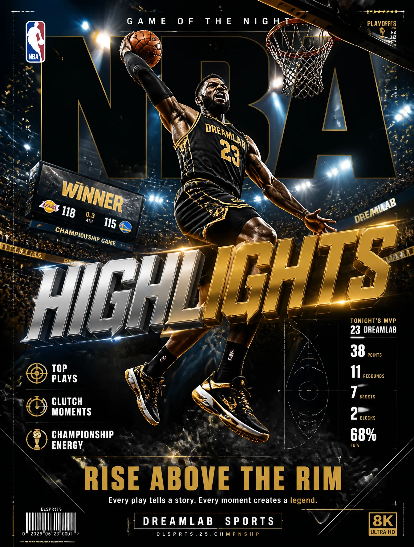 Ultra-premium NBA basketball highlights poster featuring ...