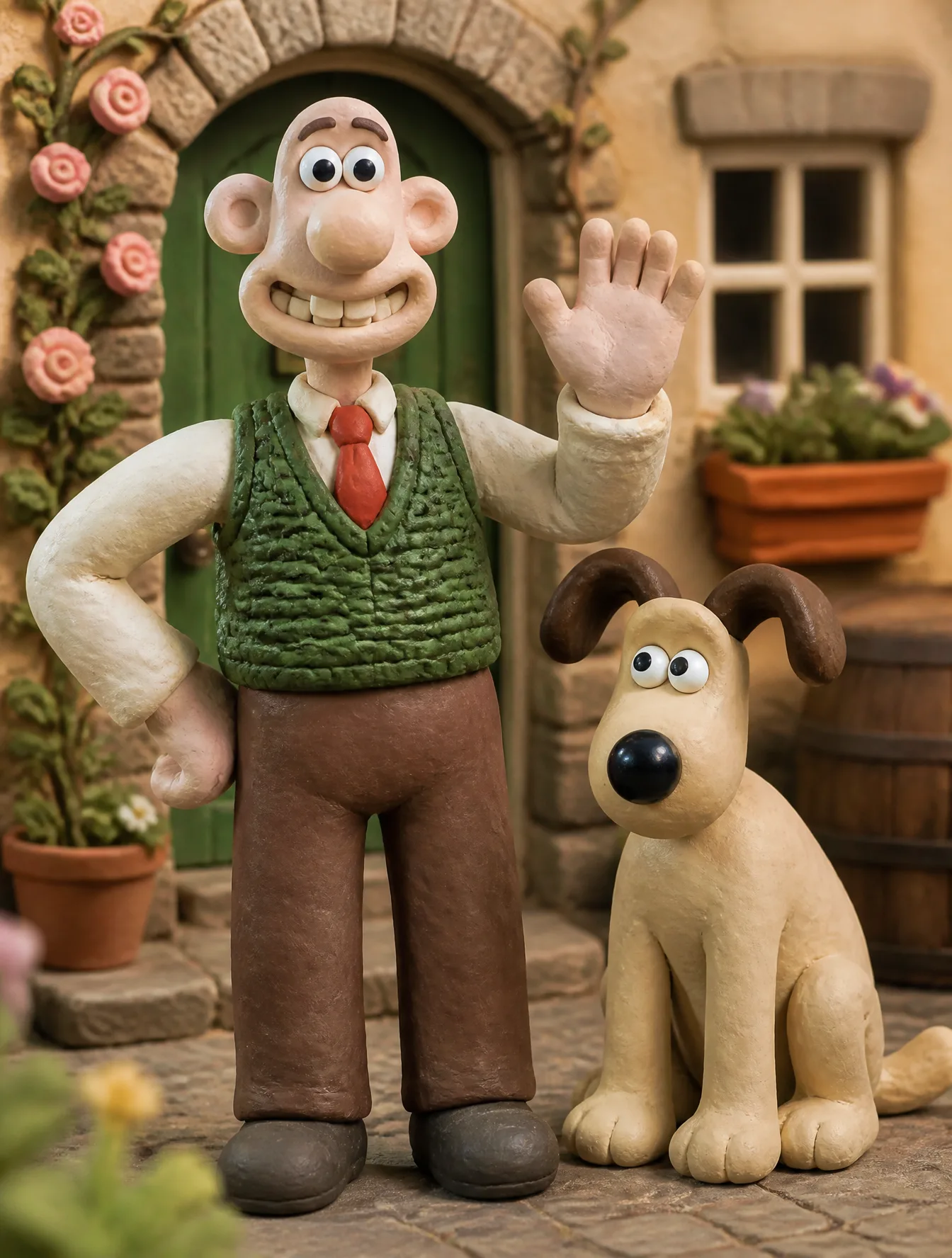 Ultra-detailed claymation effect: A scene rendered in the...