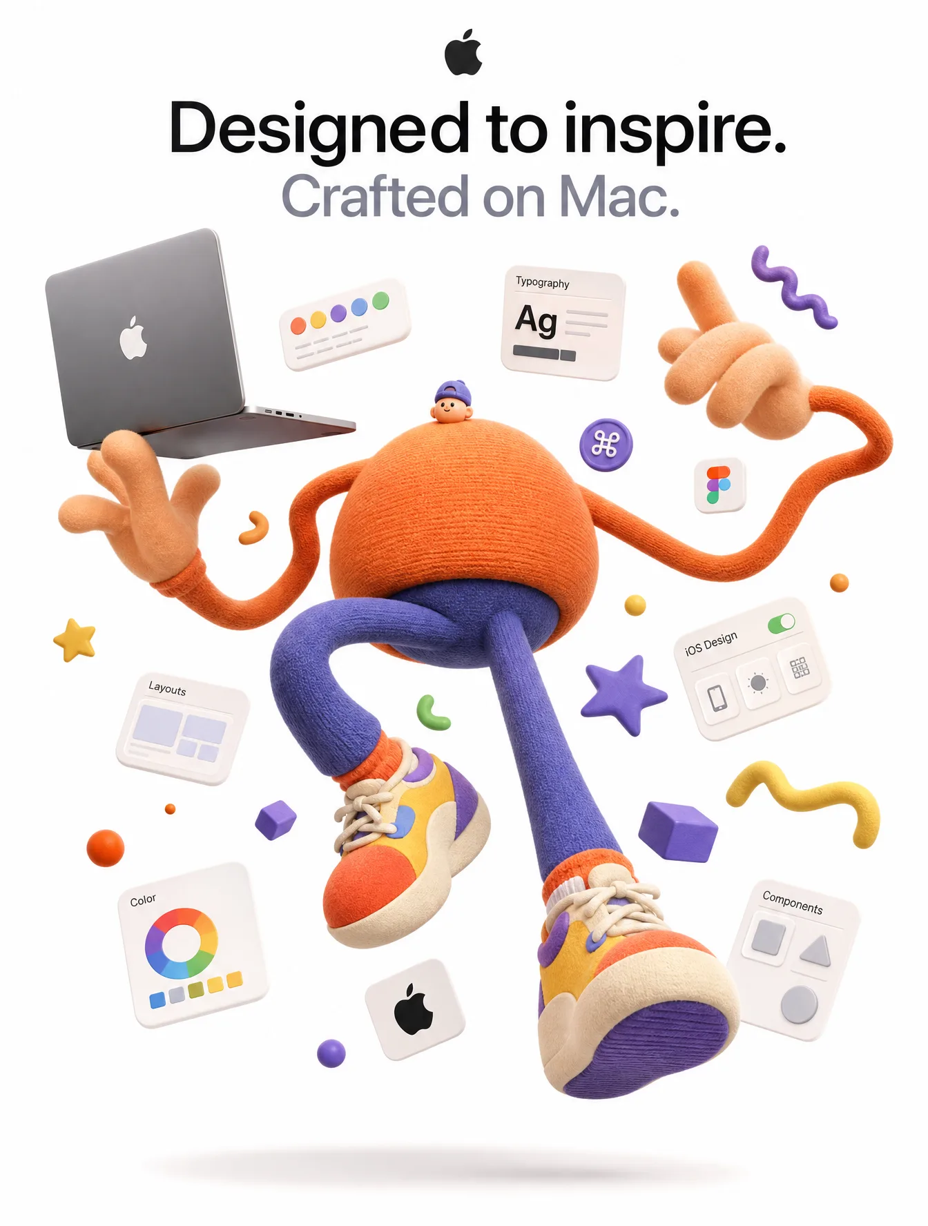 A complete single 3D illustration, exaggerated artistic e...