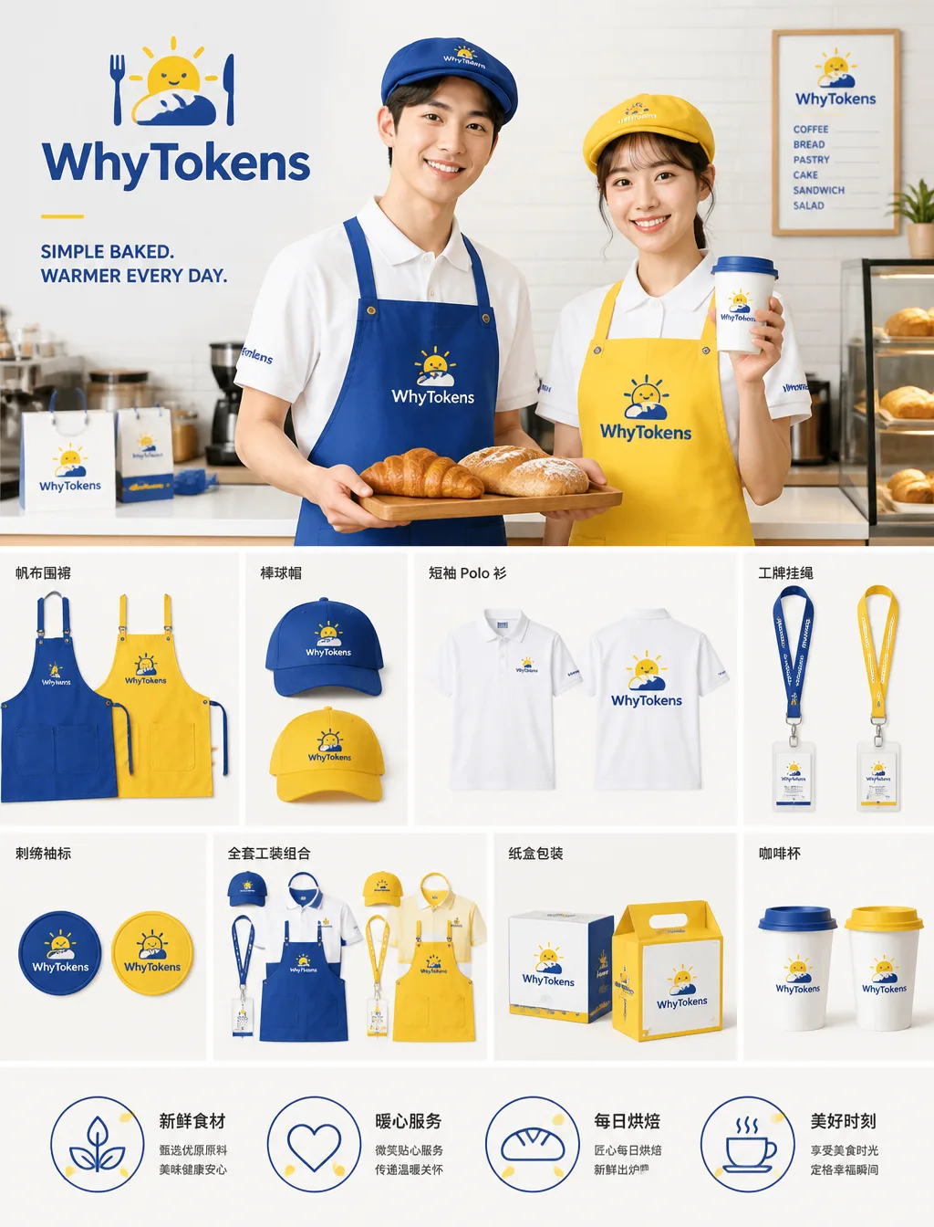 Brand VI workwear layout display board, bakery shop WhyToke…