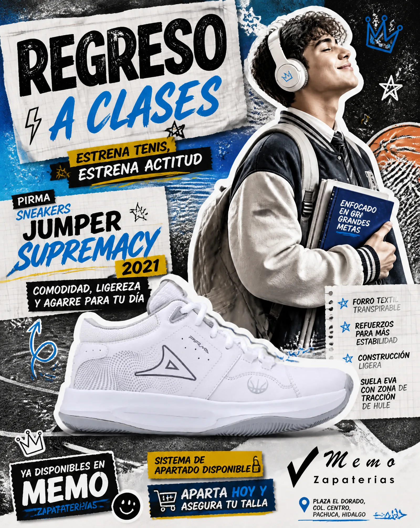 Create an original back-to-school footwear advertisement ...
