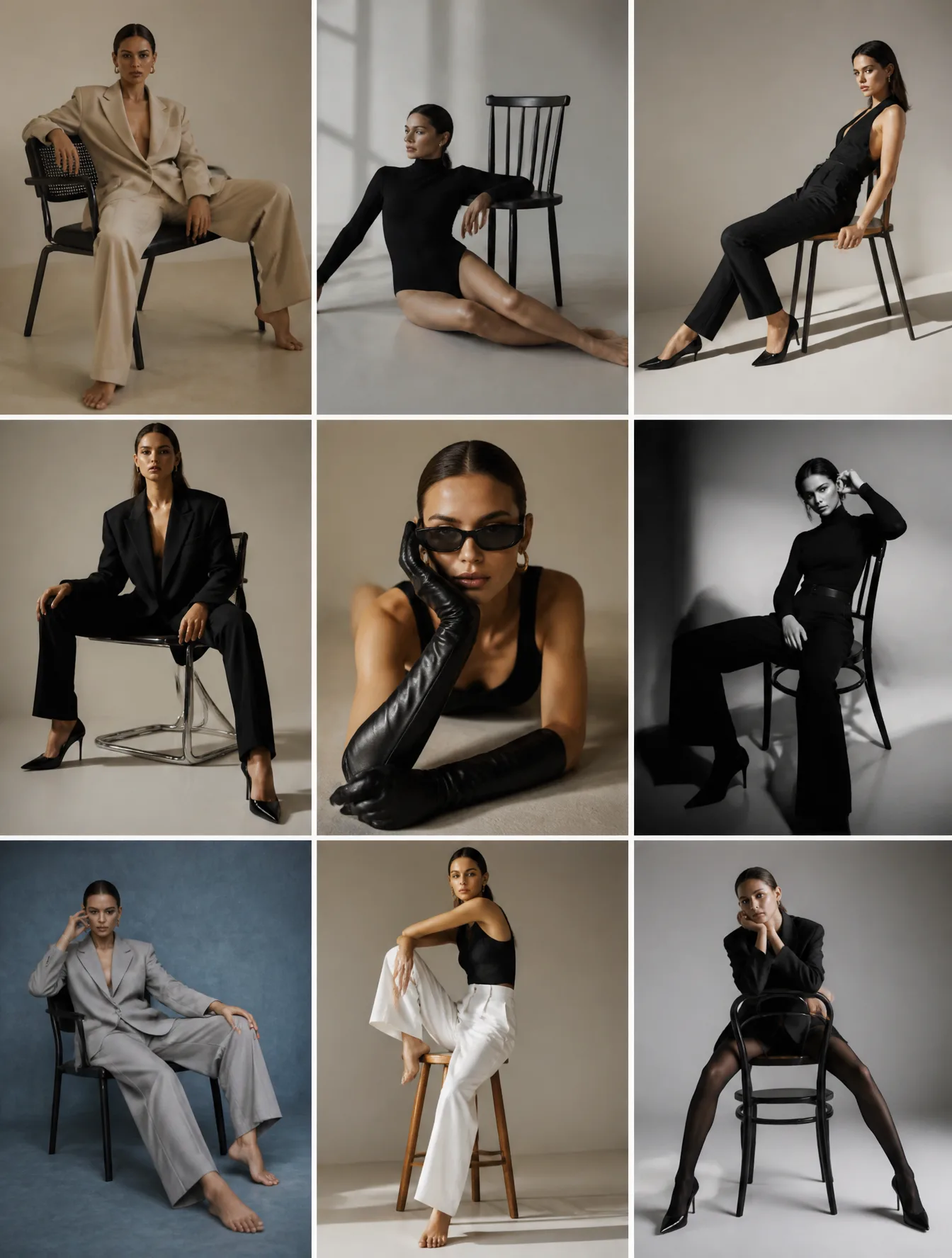 Create a vertical 3:4 fashion editorial moodboard compose...
