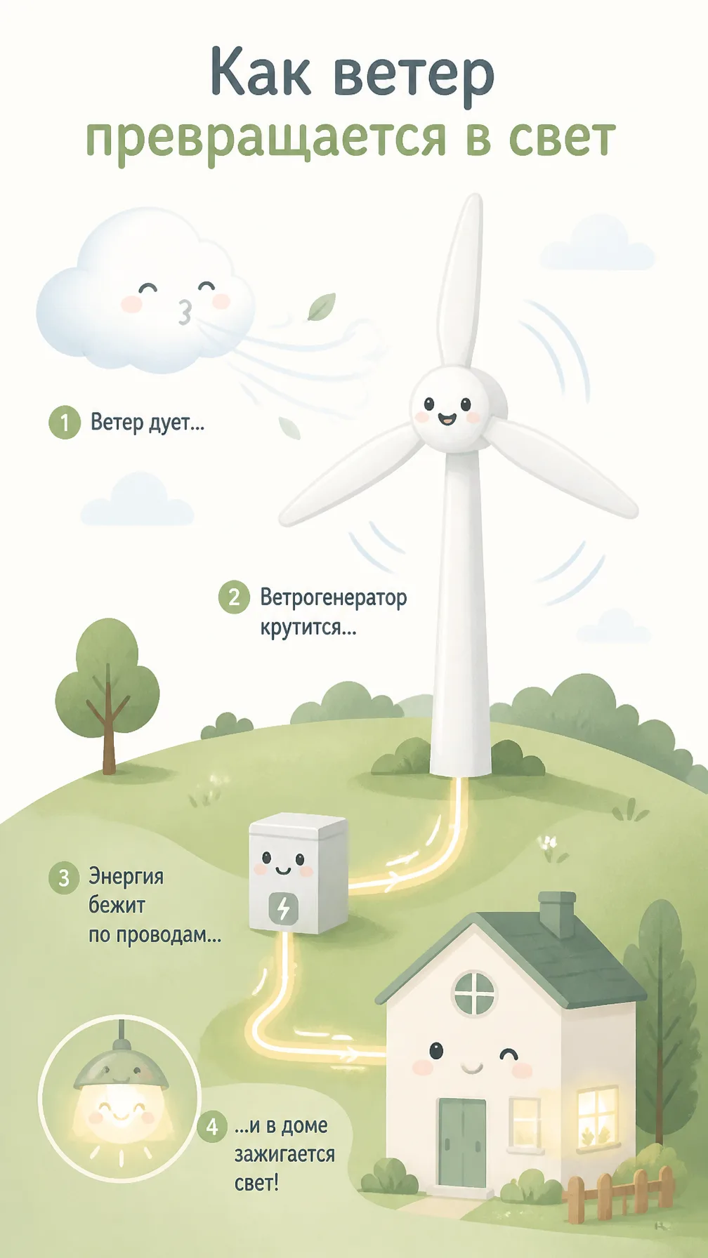 Как ветер превращается в свет (Ветрогенератор)Промпт: Про...
