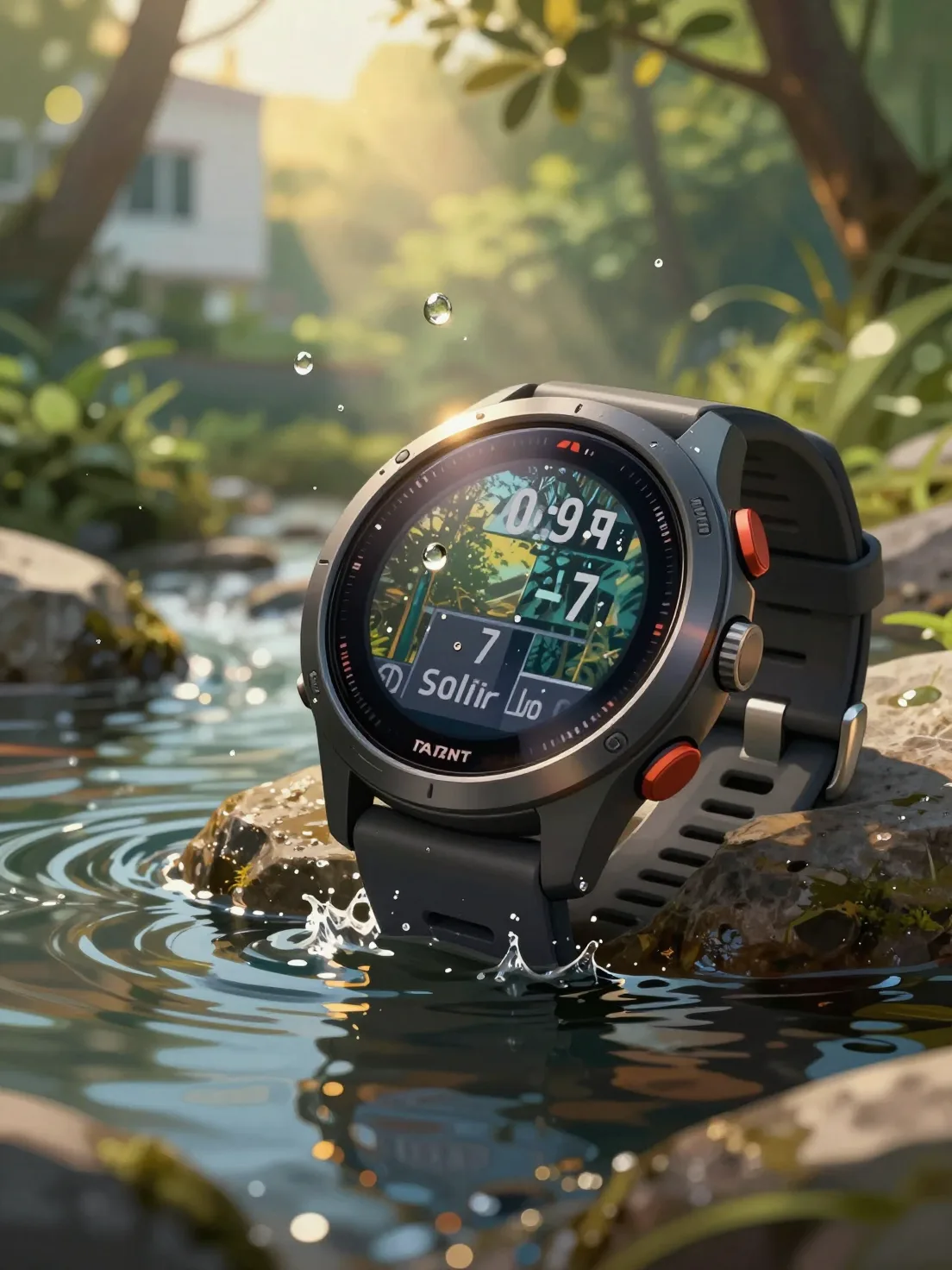 An artistic close-up illustration of a Garmin Tactix 7 Pr...