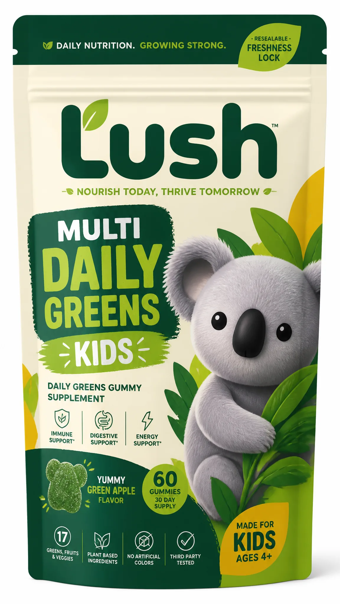 Create a distinctive packaging concept for a kids daily g...