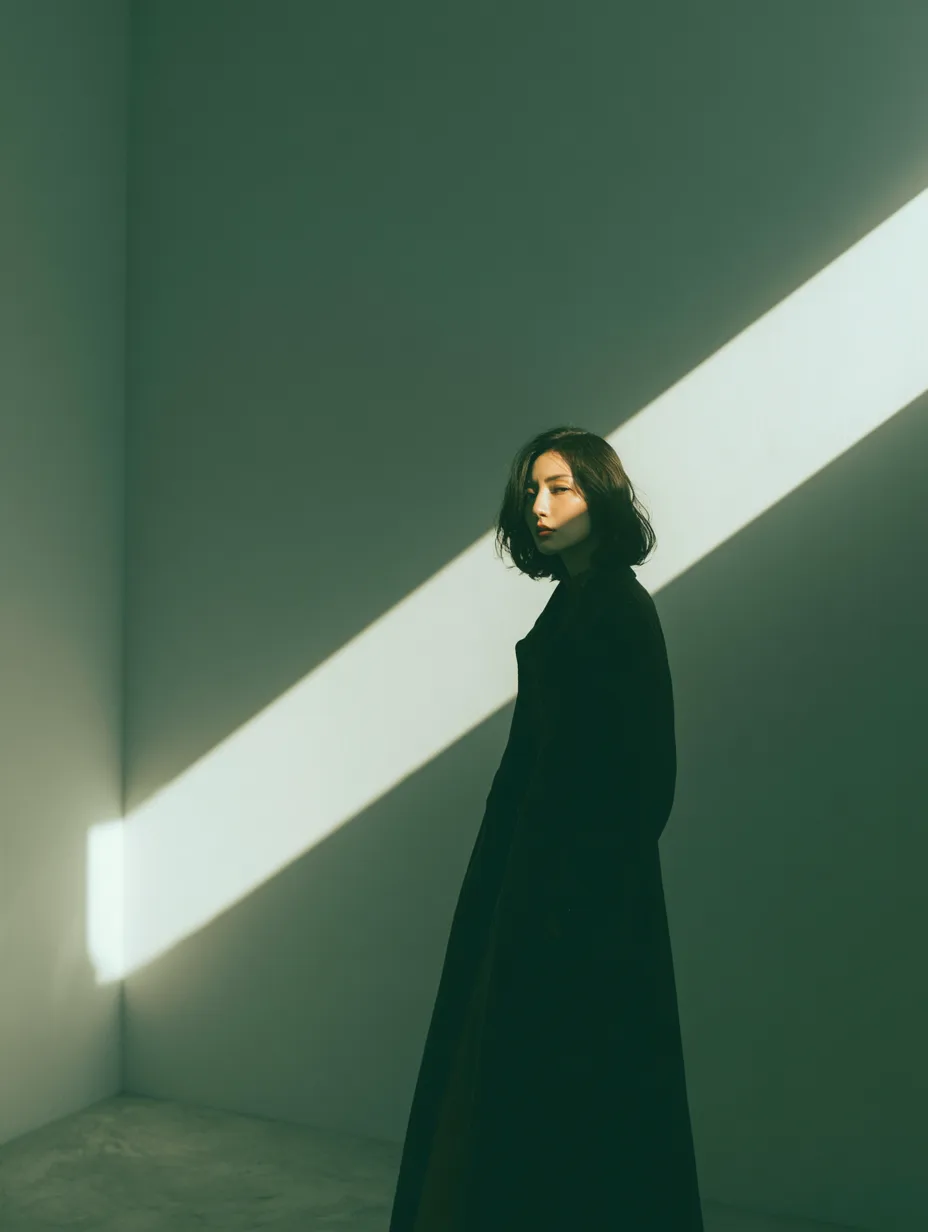 photography, woman, minimalist scene, standing side with ...