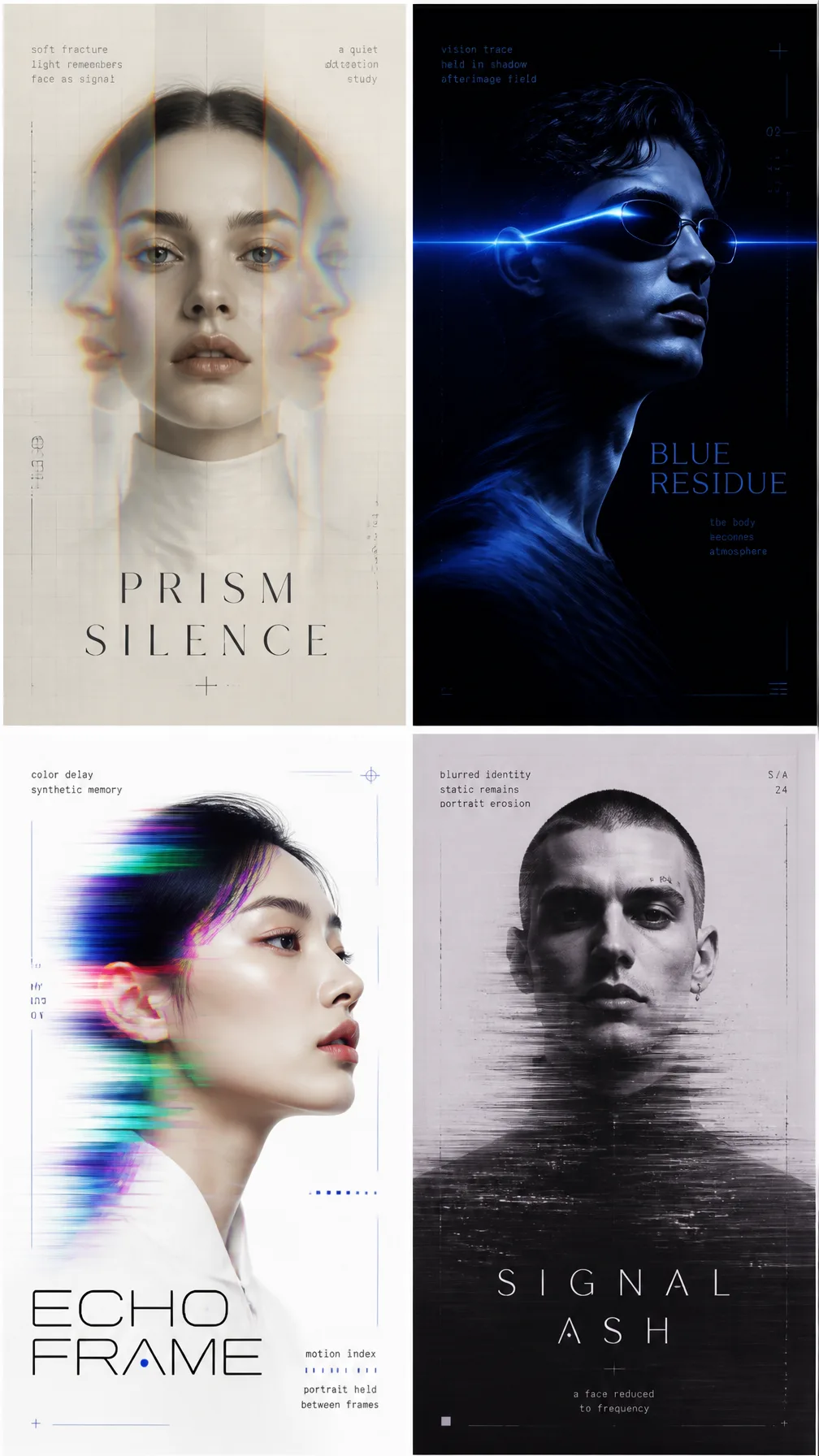 Create a 9:16 high-end experimental portrait poster with ...