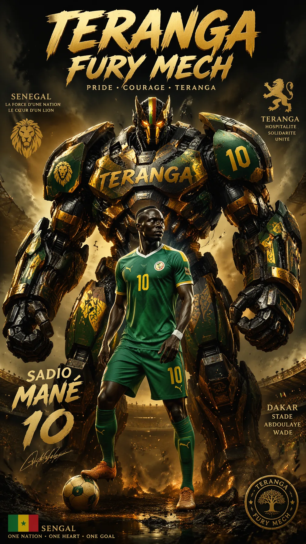 Senegal — Sadio Mané — Teranga Fury Mech “9:16 poster of ...