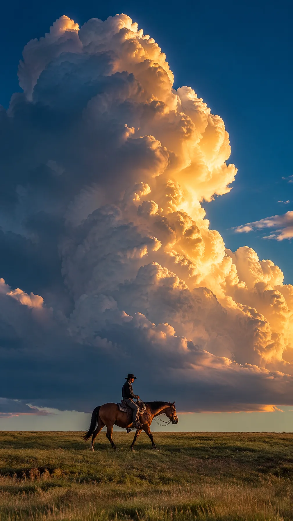 Vertical landscape photography, vast grassland horizon, a...