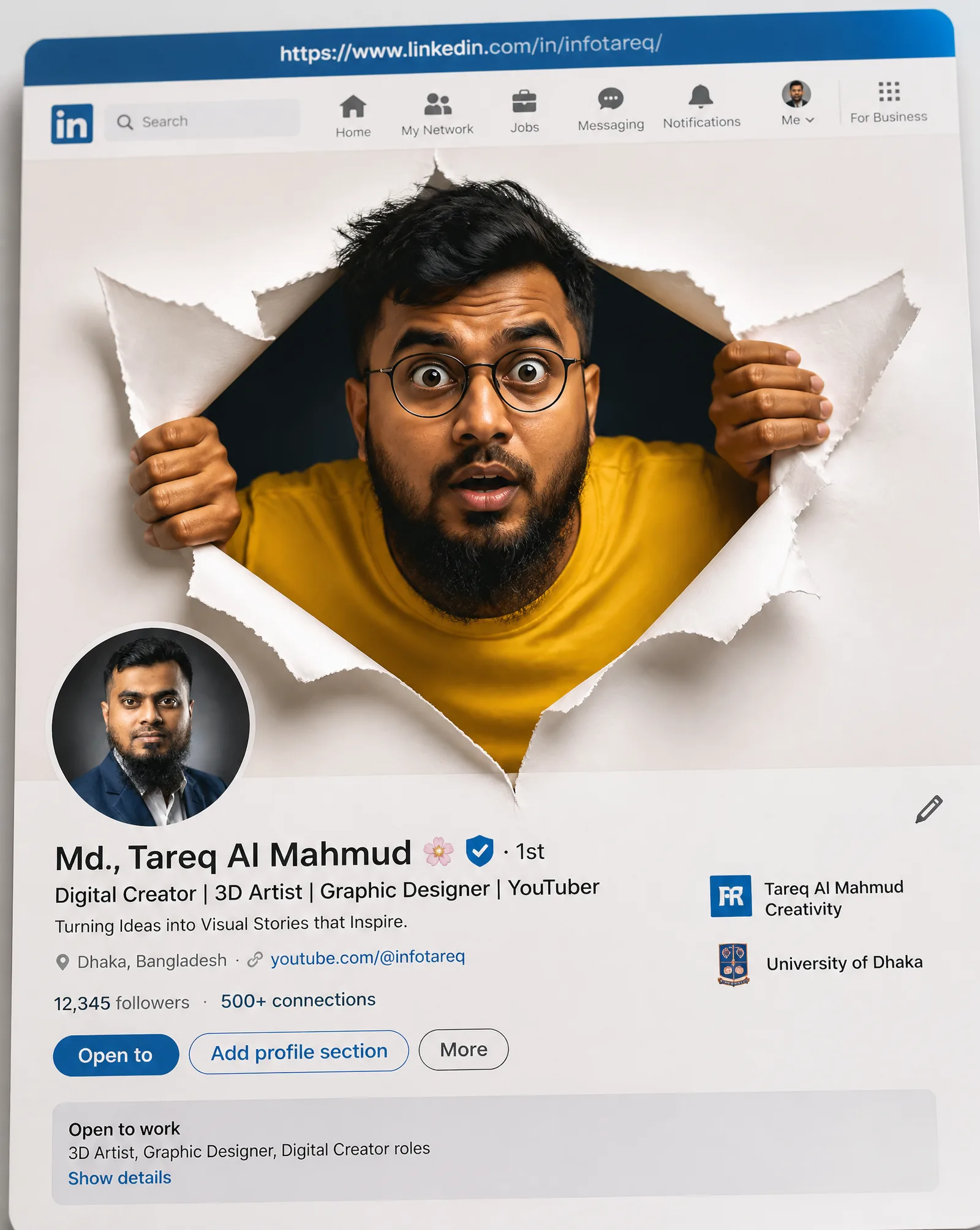 A creative 3D photo manipulation of a social media profil...