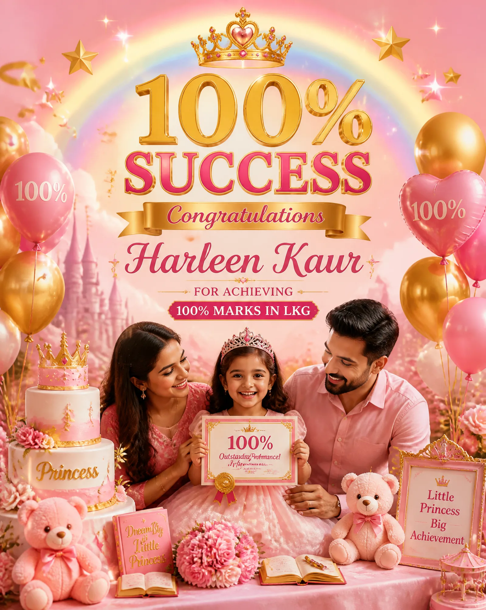 Premium princess-themed celebration poster, Harleen Kaur ...