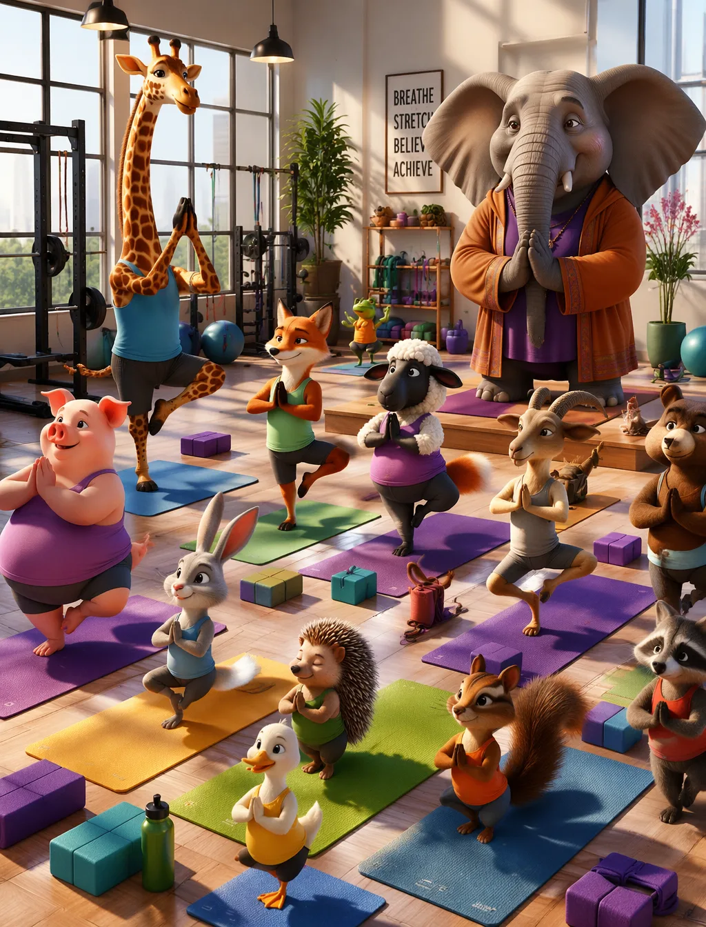 A close-up whimsical, hyper-detailed 3D Pixar animation r...