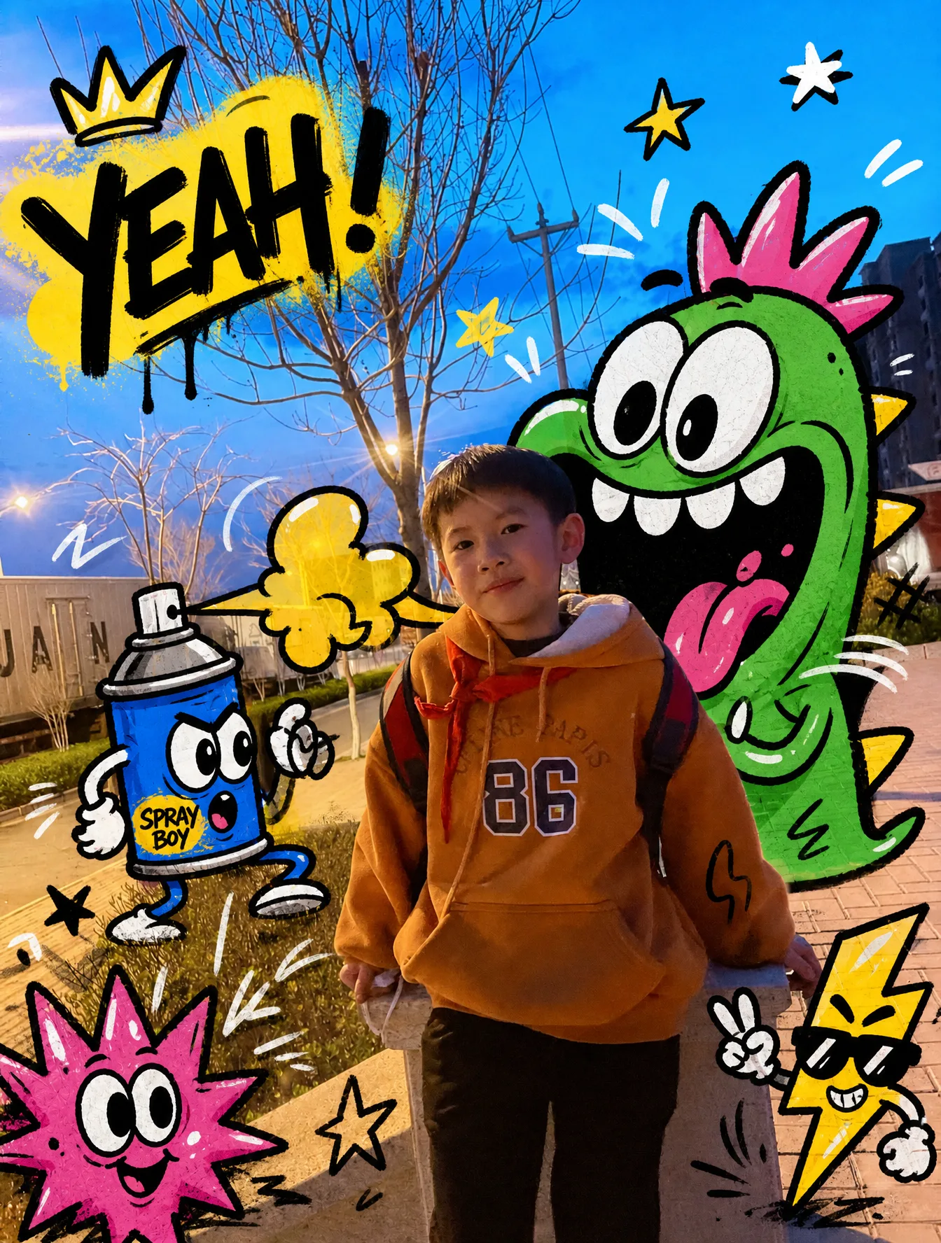 You are a "real photo graffiti interactive visual designer".