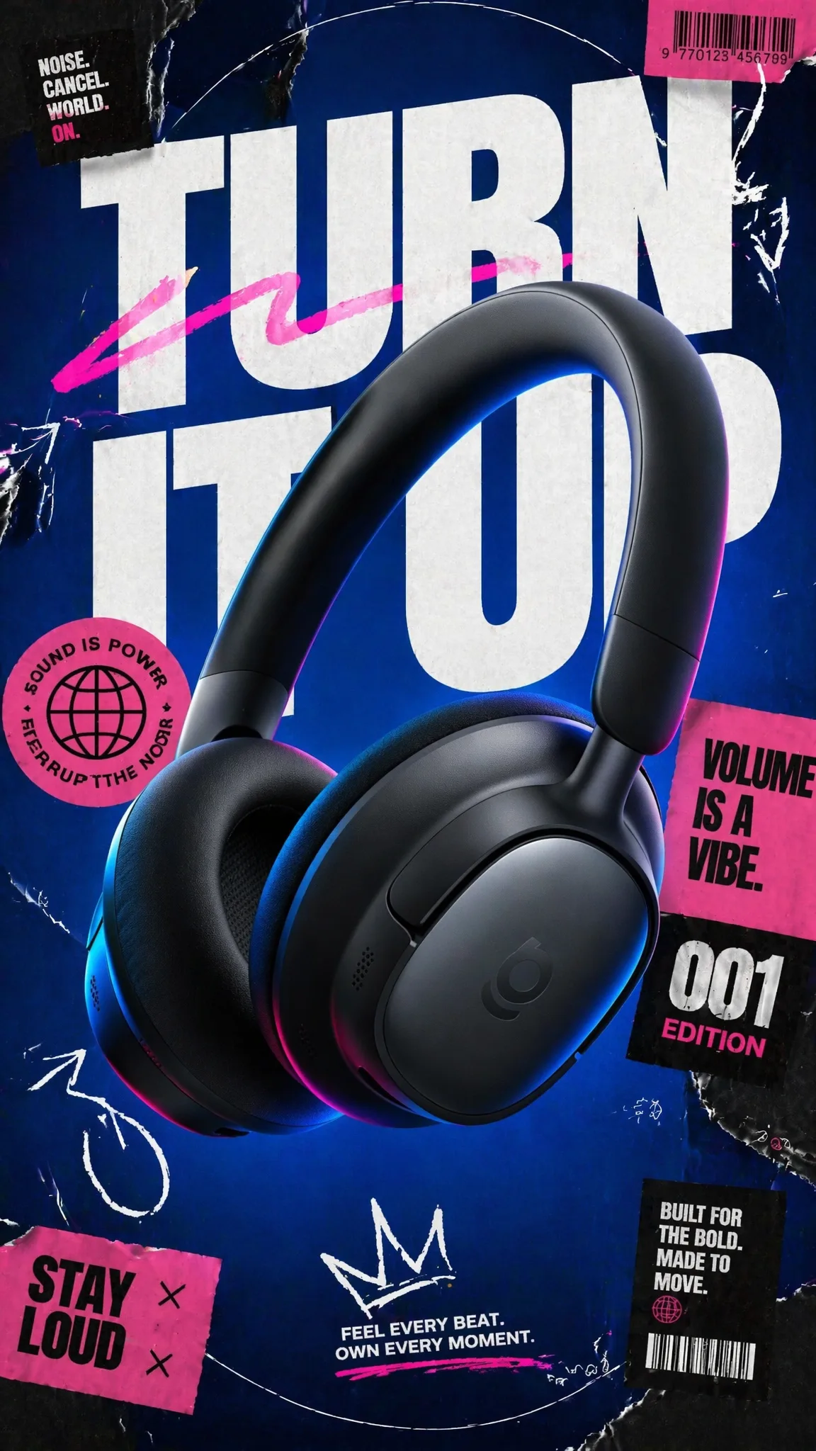 A premium 9:16 streetwear accessories advertising poster....