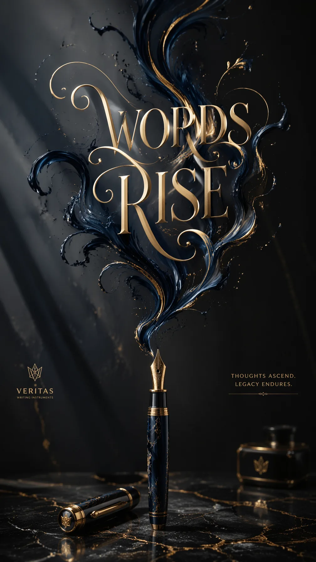 A premium 9:16 luxury stationery advertising poster.Main ...