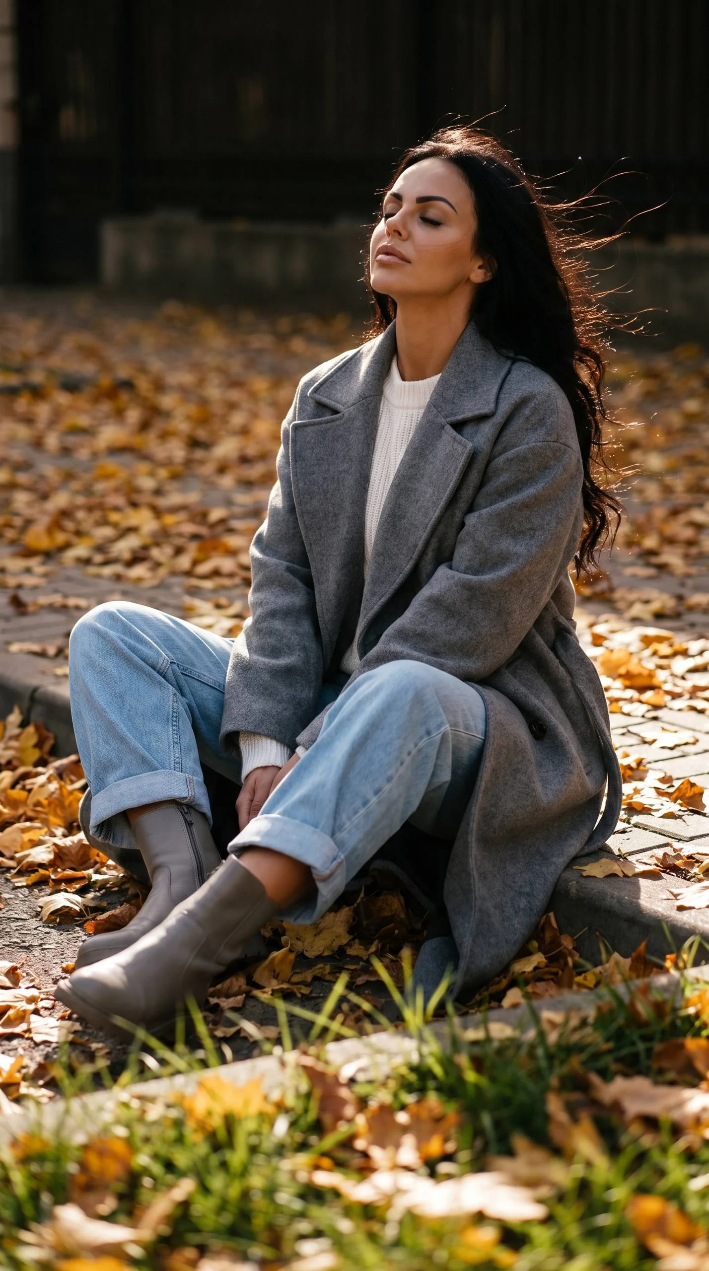 🍂 Девушка среди опавших листьев