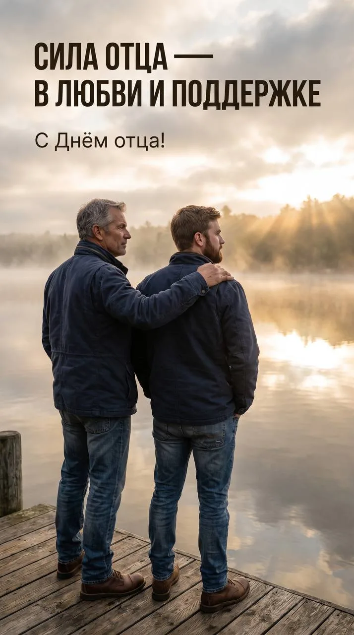 🌅 Отец и сын у озера