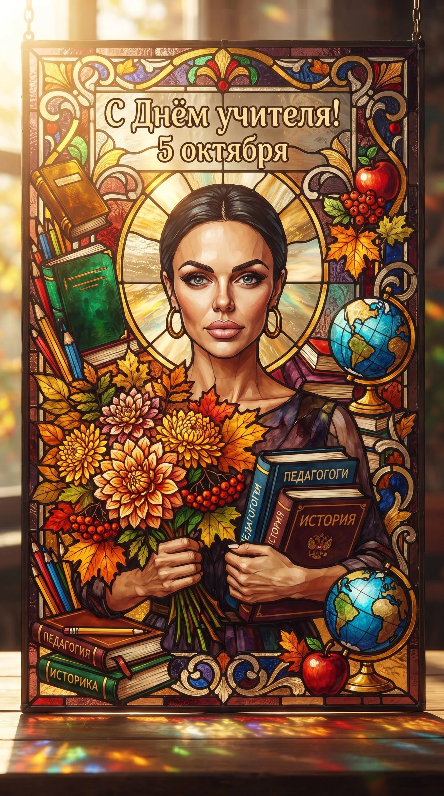 🪟 Витражная открытка учителю