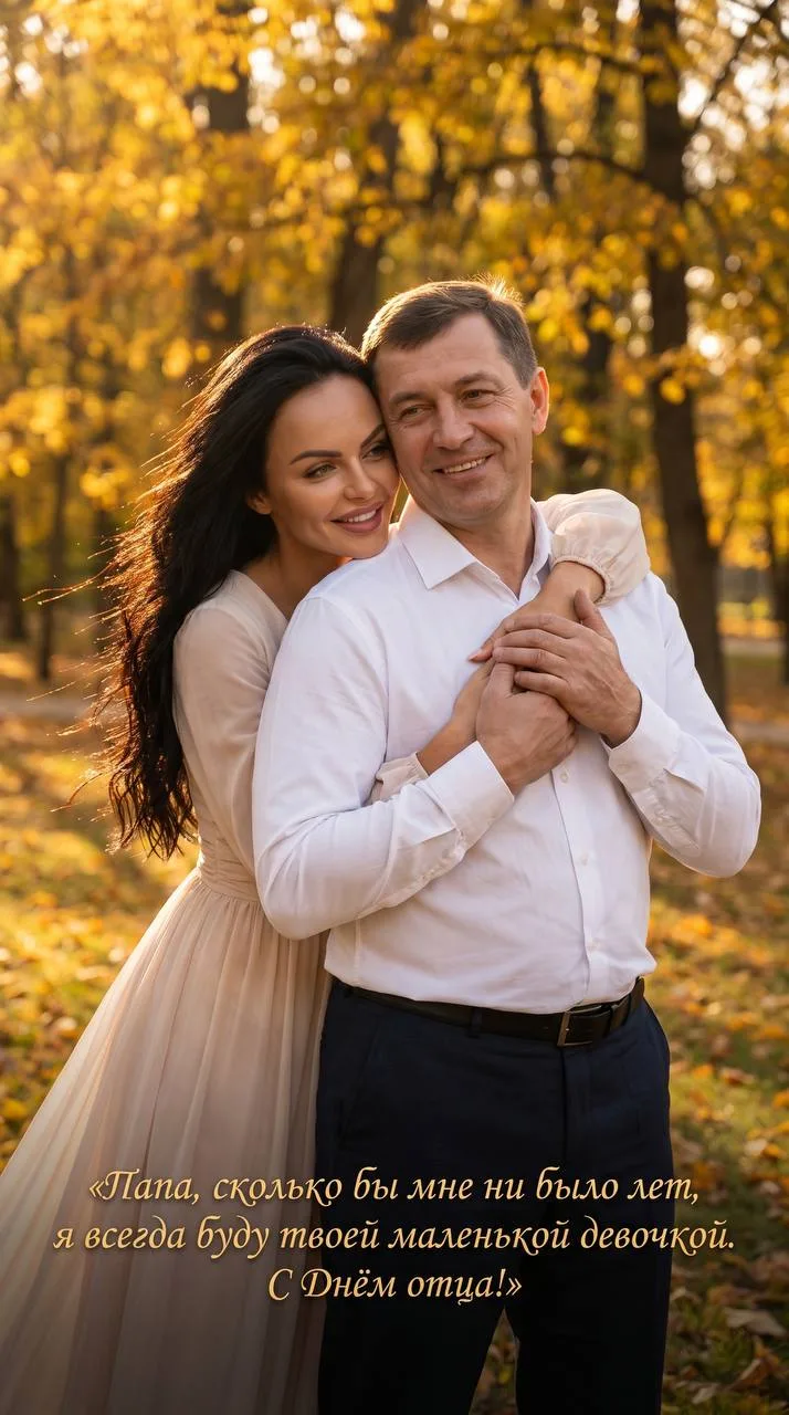 🍂 Папа и дочь в осеннем парке