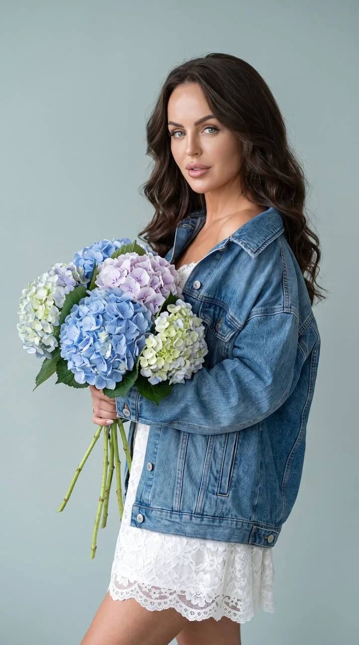 💐 Портрет с букетом гортензий