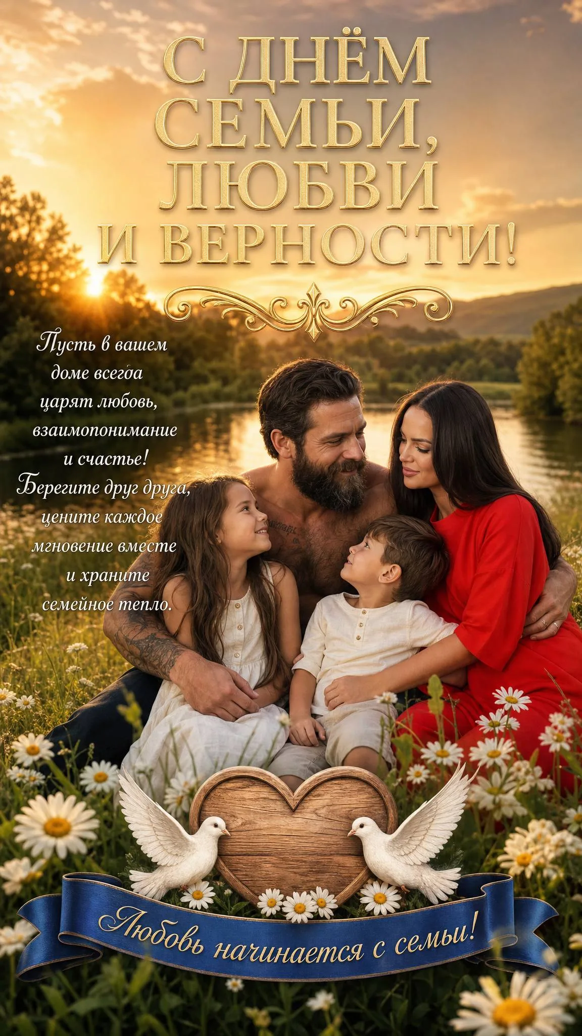 Открытка на День семьи, любви и верности