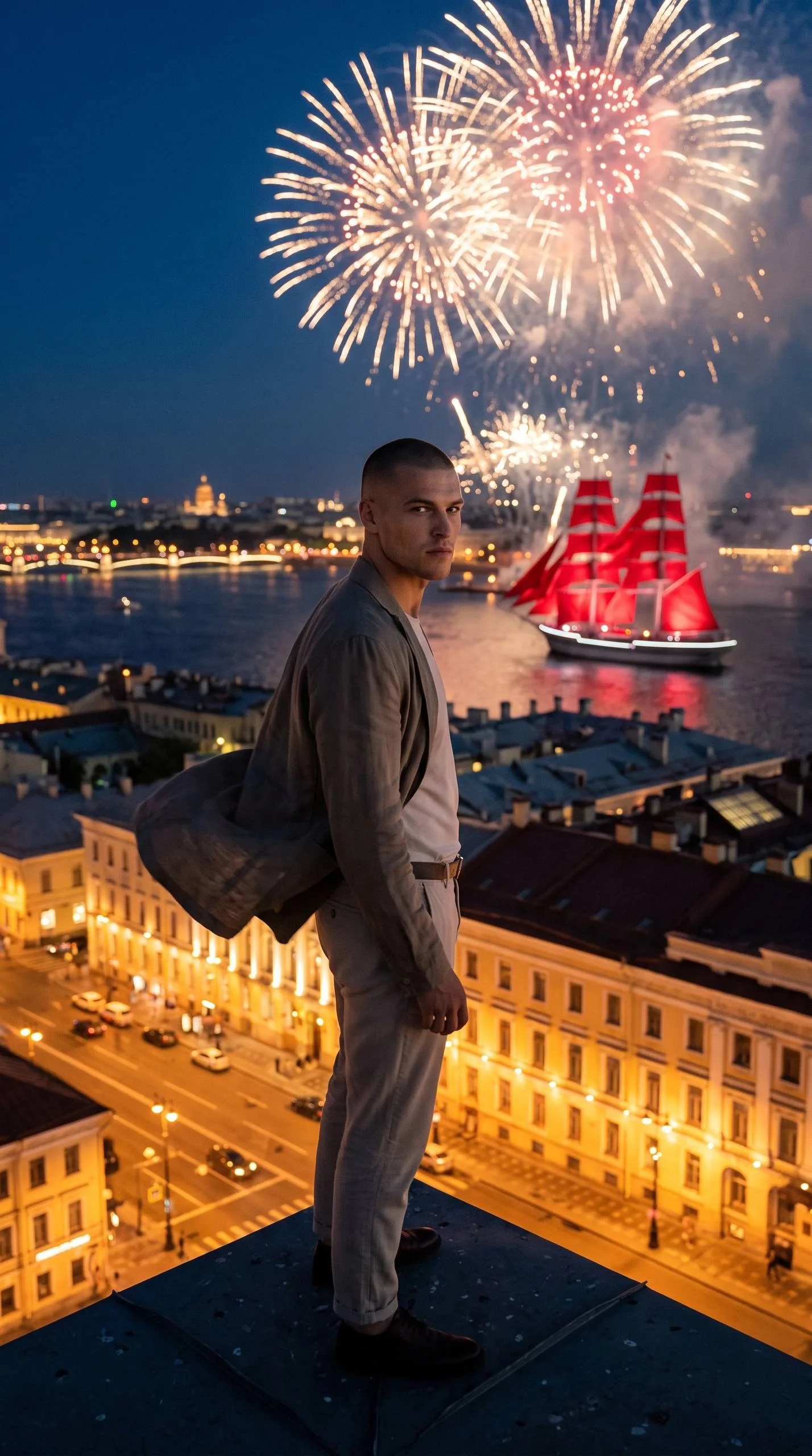 Алые Паруса с крыши Петербурга
