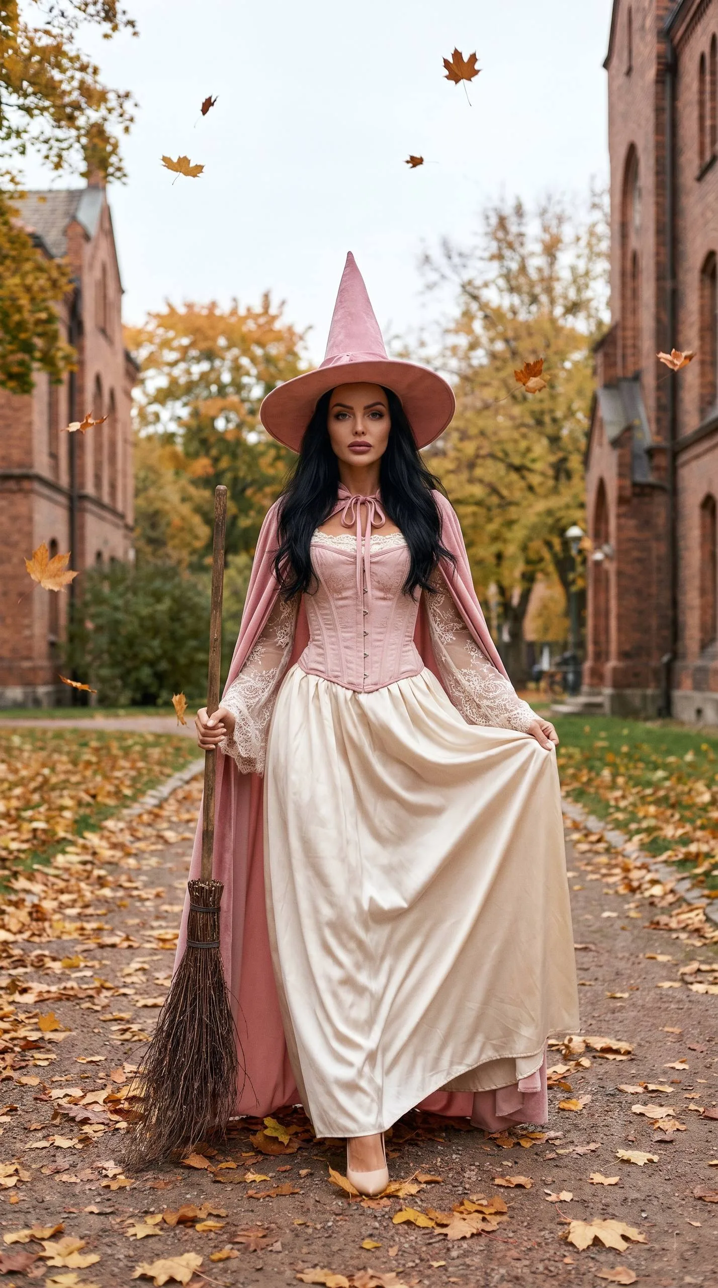 🍁 Розовая ведьма в осеннем парке