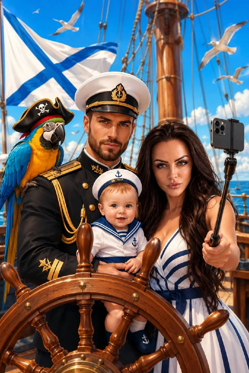 👨‍👩‍👦 Семейная открытка ко Дню ВМФ